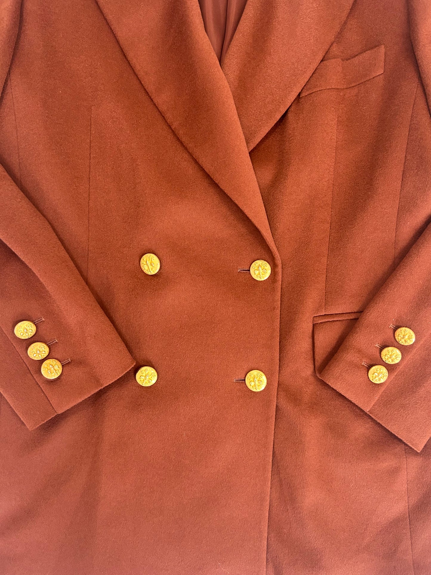 Vintage 1980s Escada by Margaretha Ley Rust Cashmere Double-Breasted Blazer