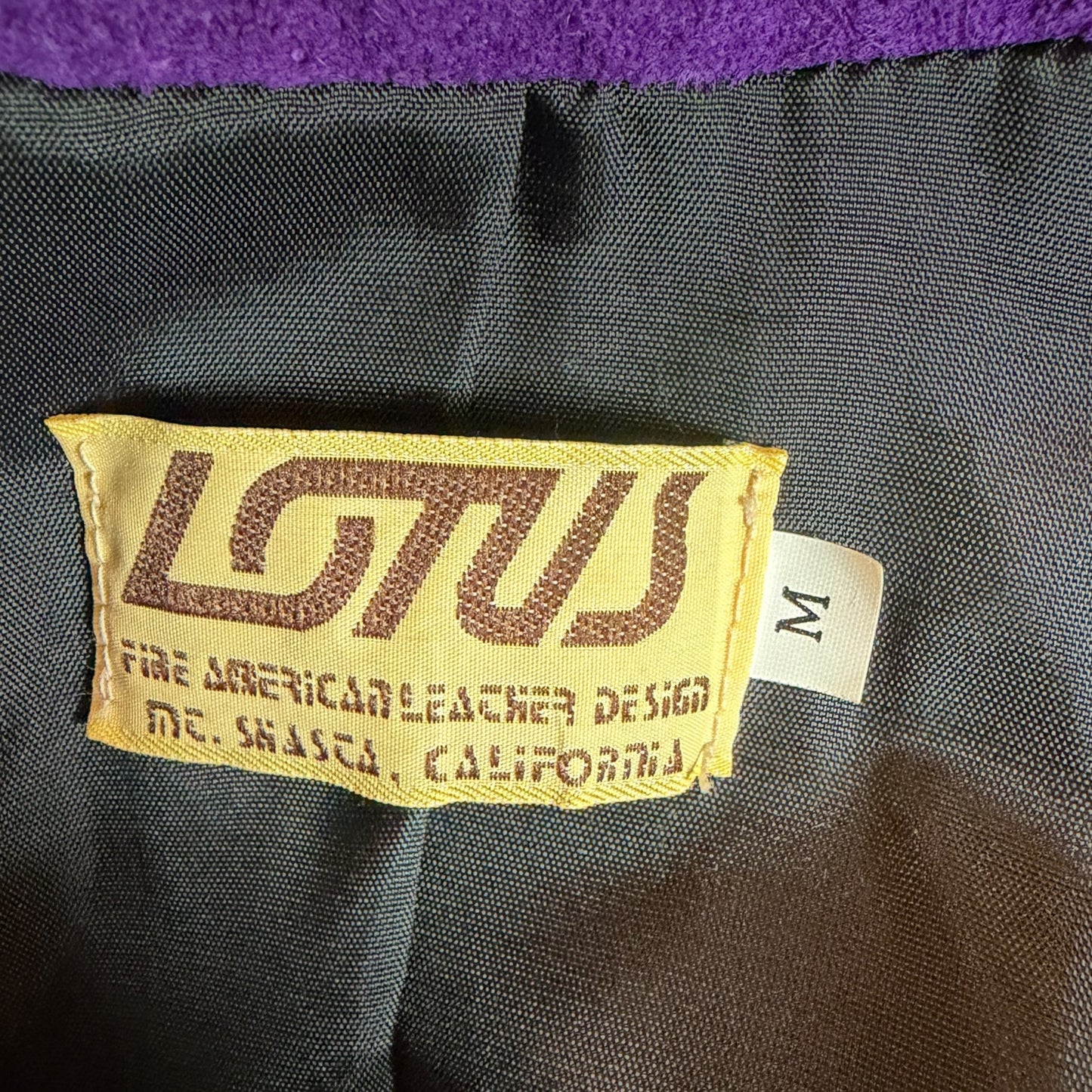 Vintage Lotus 1980s Purple Suede Fringe Jacket with Shoulder Pads Size Medium