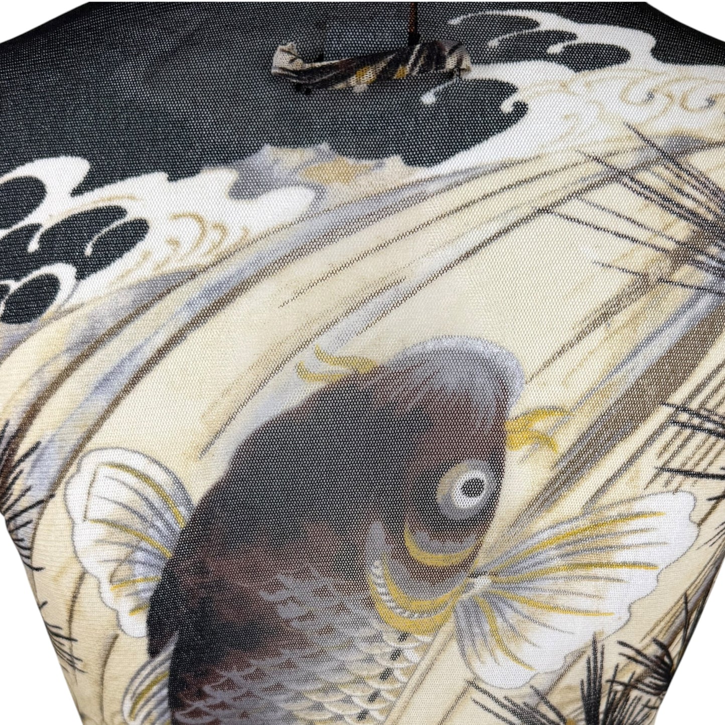 Vintage Jean Paul Gaultier 1990s Soleil Koi Fish Tattoo Mesh Top NWT Size Large
