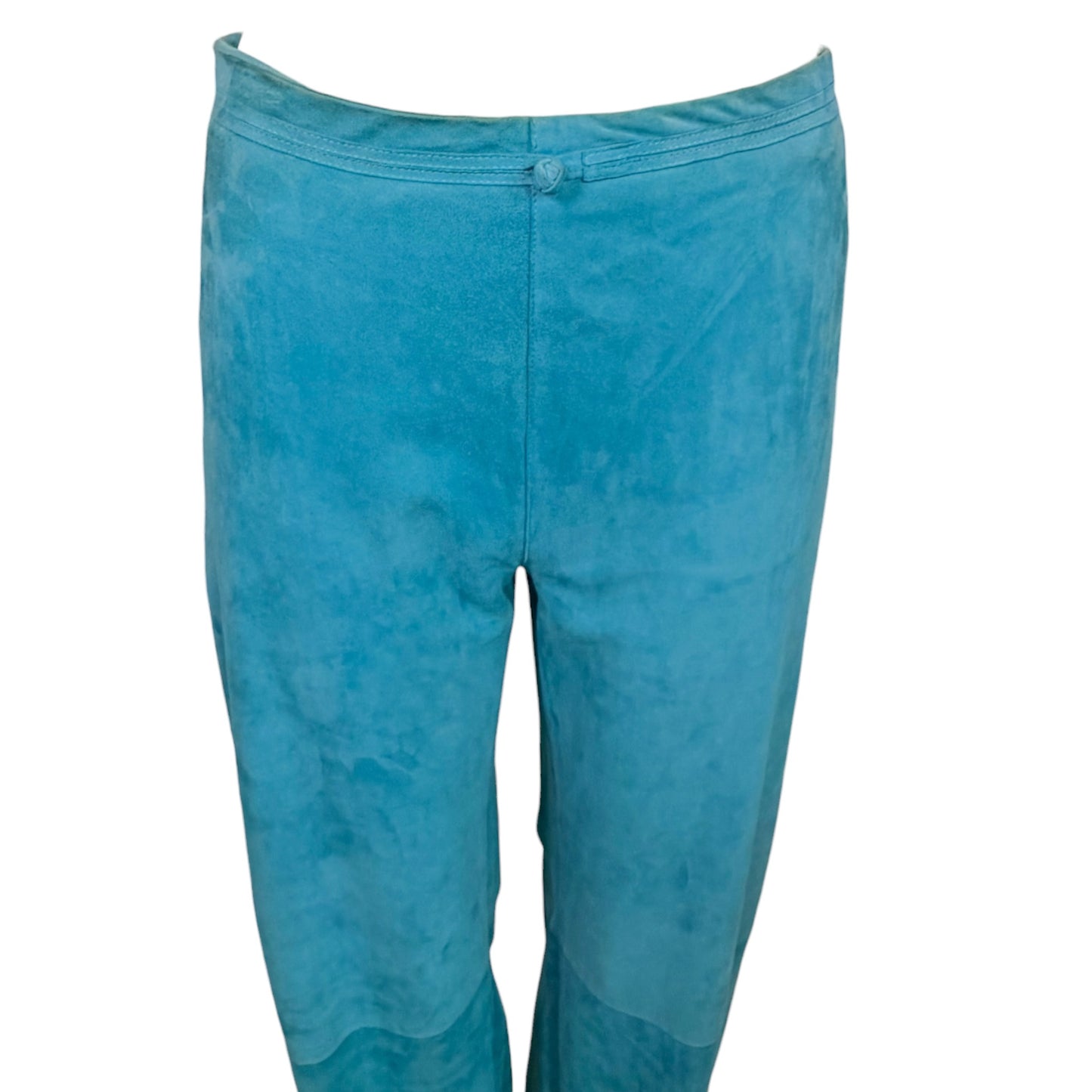 Vintage Giuliana Teso turquoise suede leather pants, back view