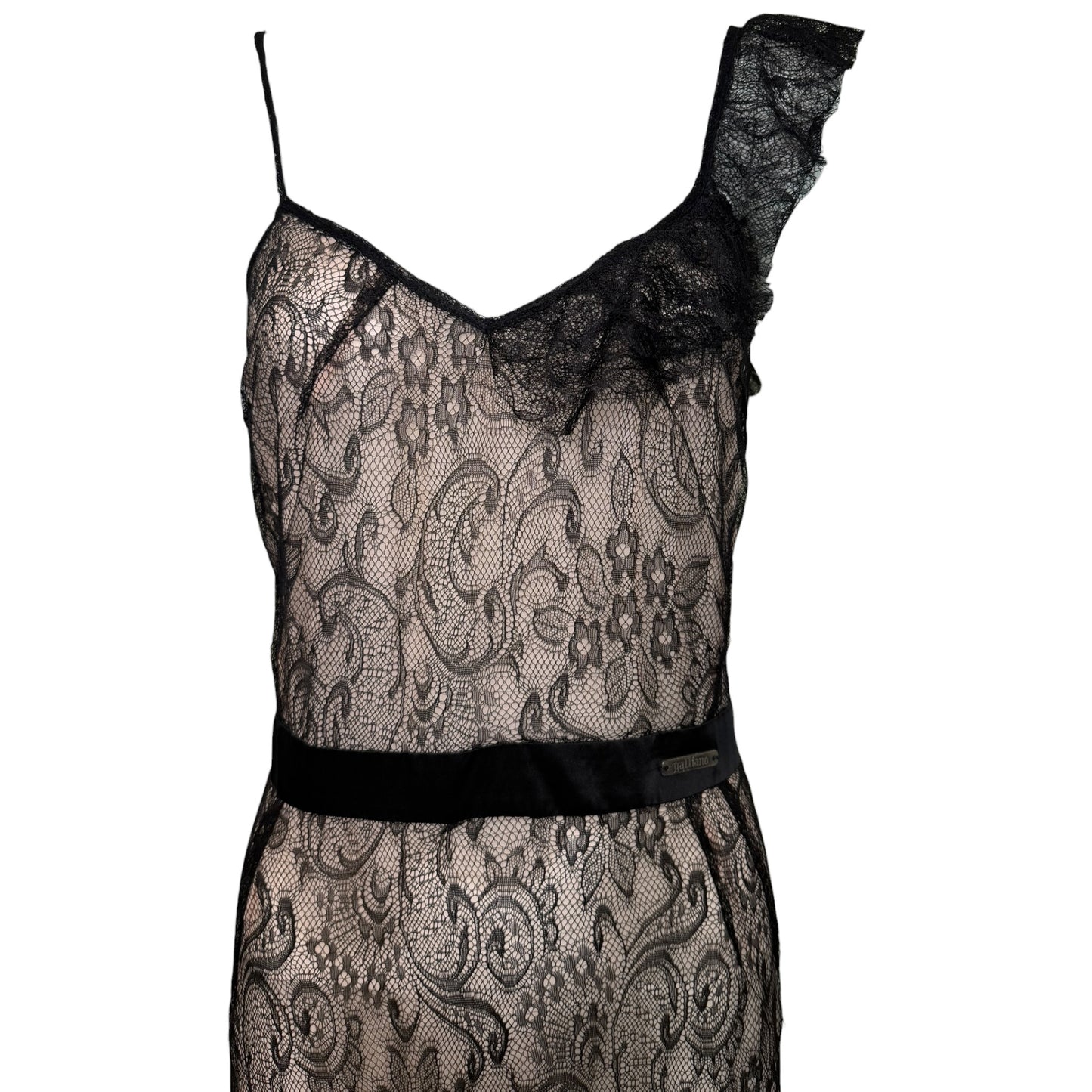 John Galliano Nude & Black Lace Bias-Cut Gown, 2007 | Size 42