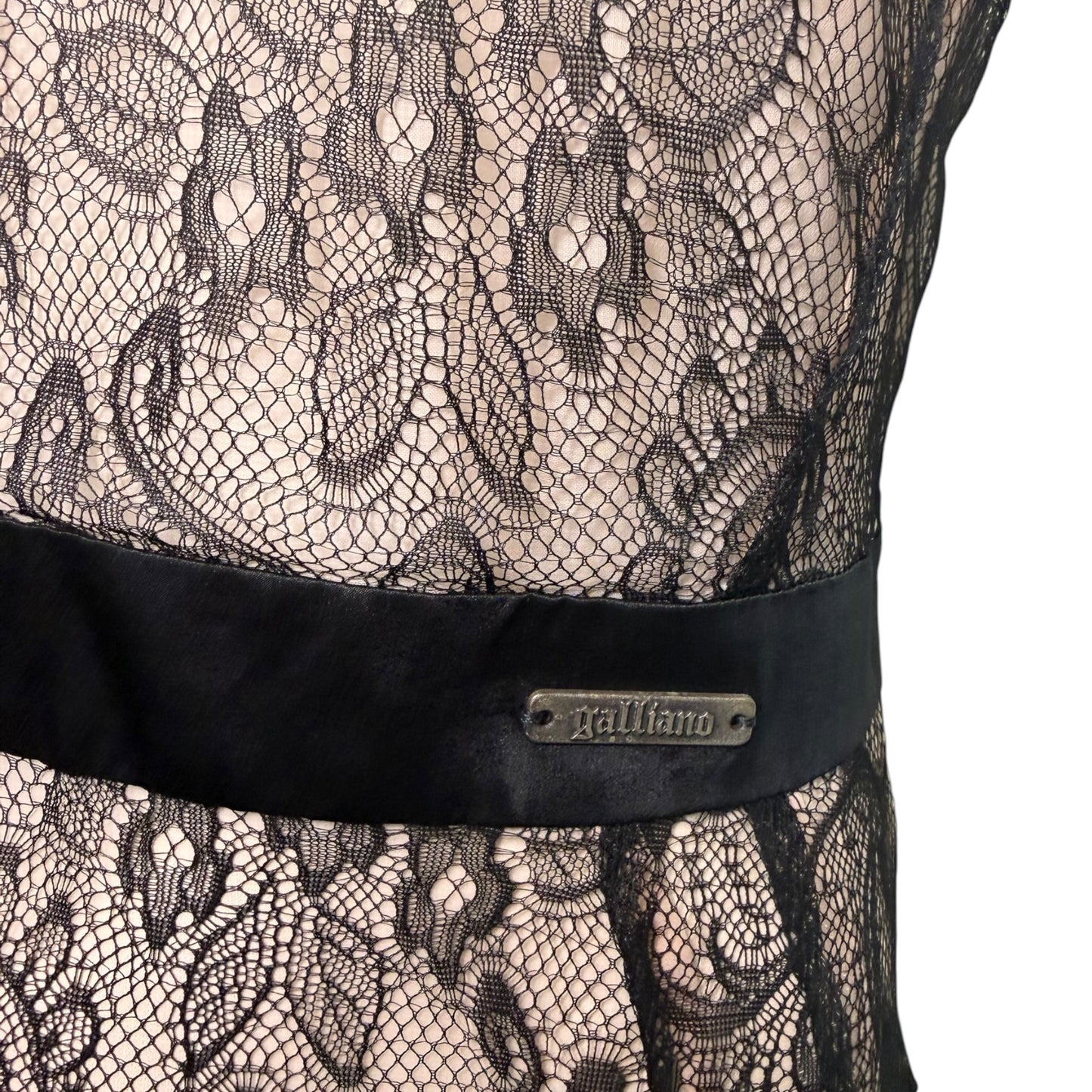 John Galliano Nude & Black Lace Bias-Cut Gown, 2007 | Size 42