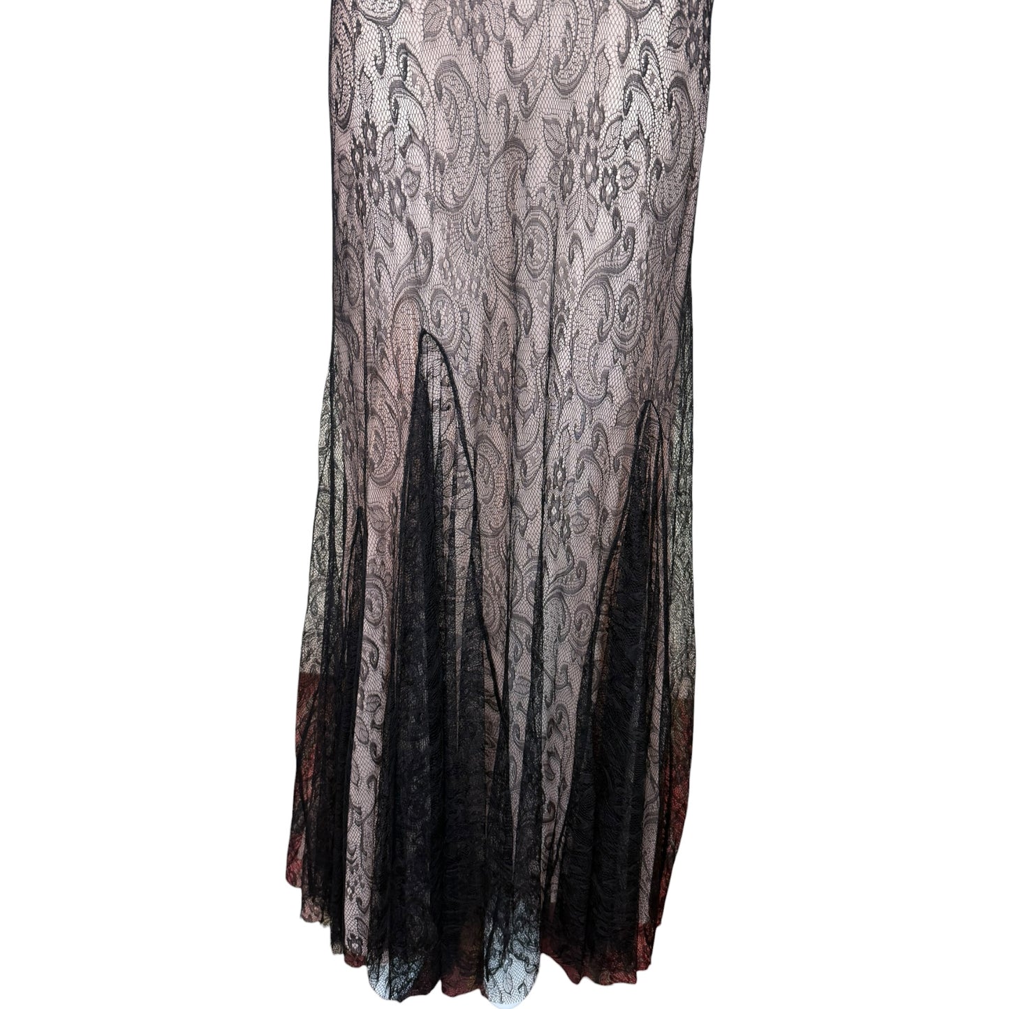 John Galliano Nude & Black Lace Bias-Cut Gown, 2007 | Size 42