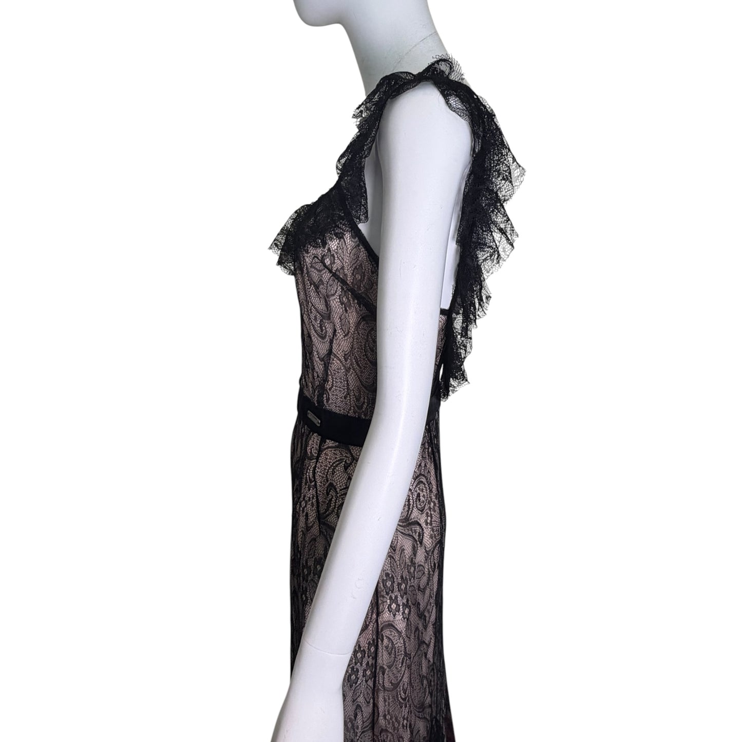 John Galliano Nude & Black Lace Bias-Cut Gown, 2007 | Size 42