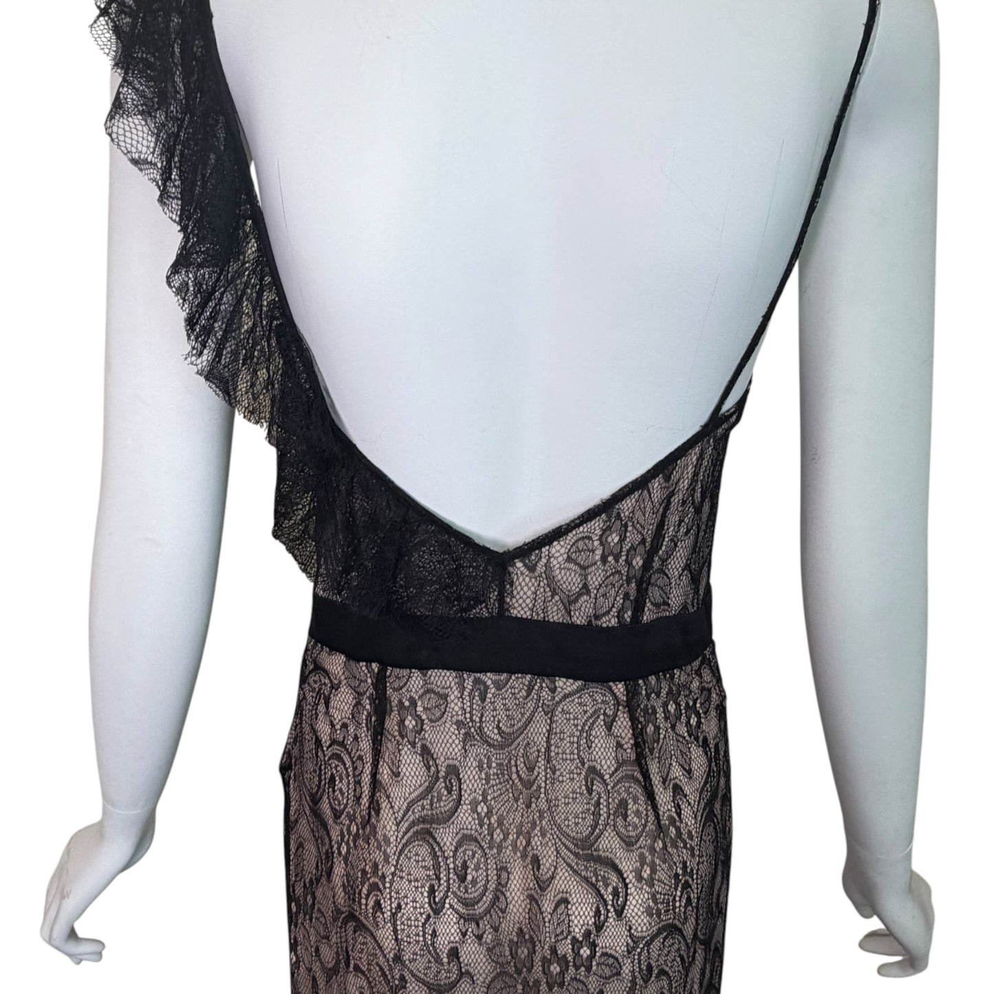 John Galliano Nude & Black Lace Bias-Cut Gown, 2007 | Size 42