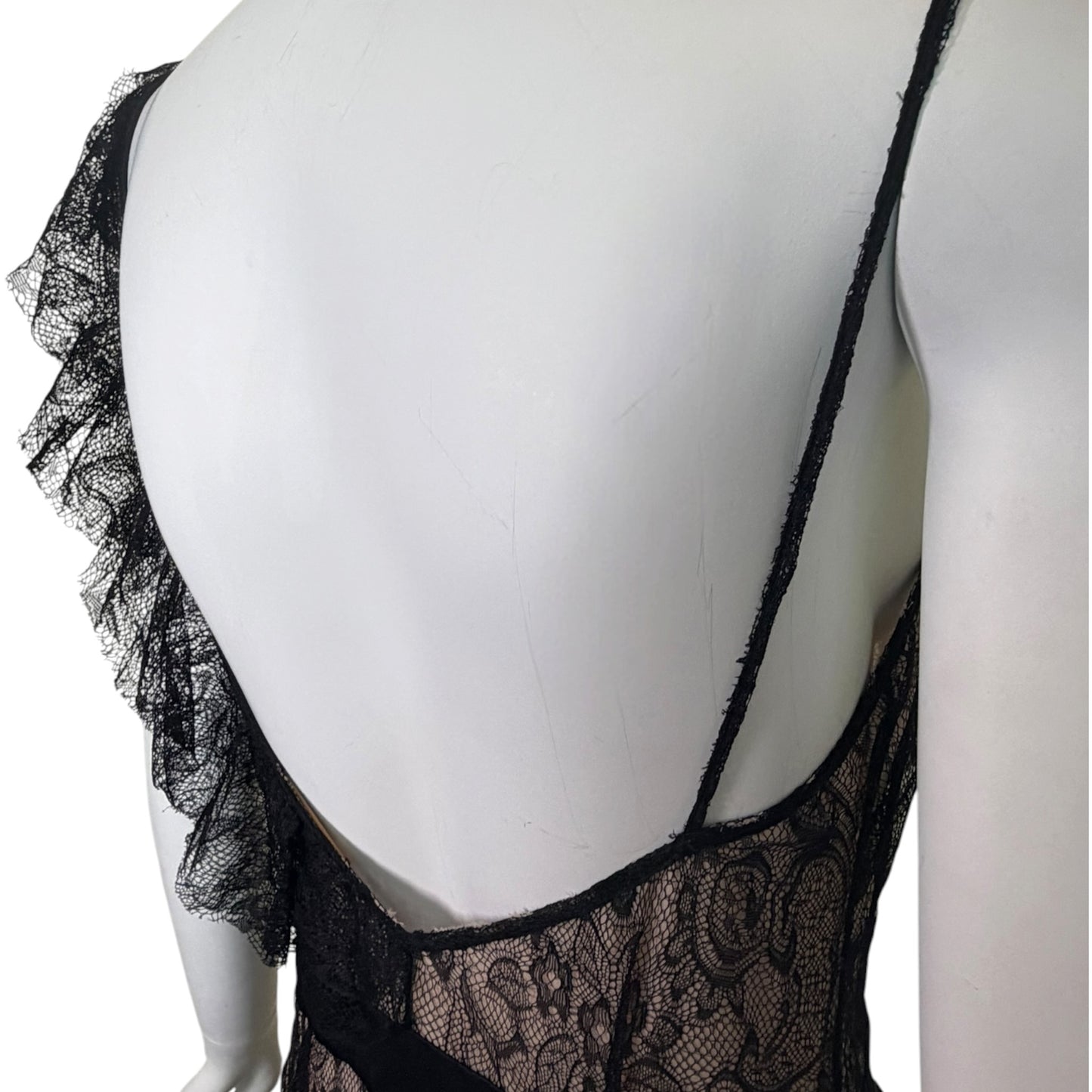 John Galliano Nude & Black Lace Bias-Cut Gown, 2007 | Size 42