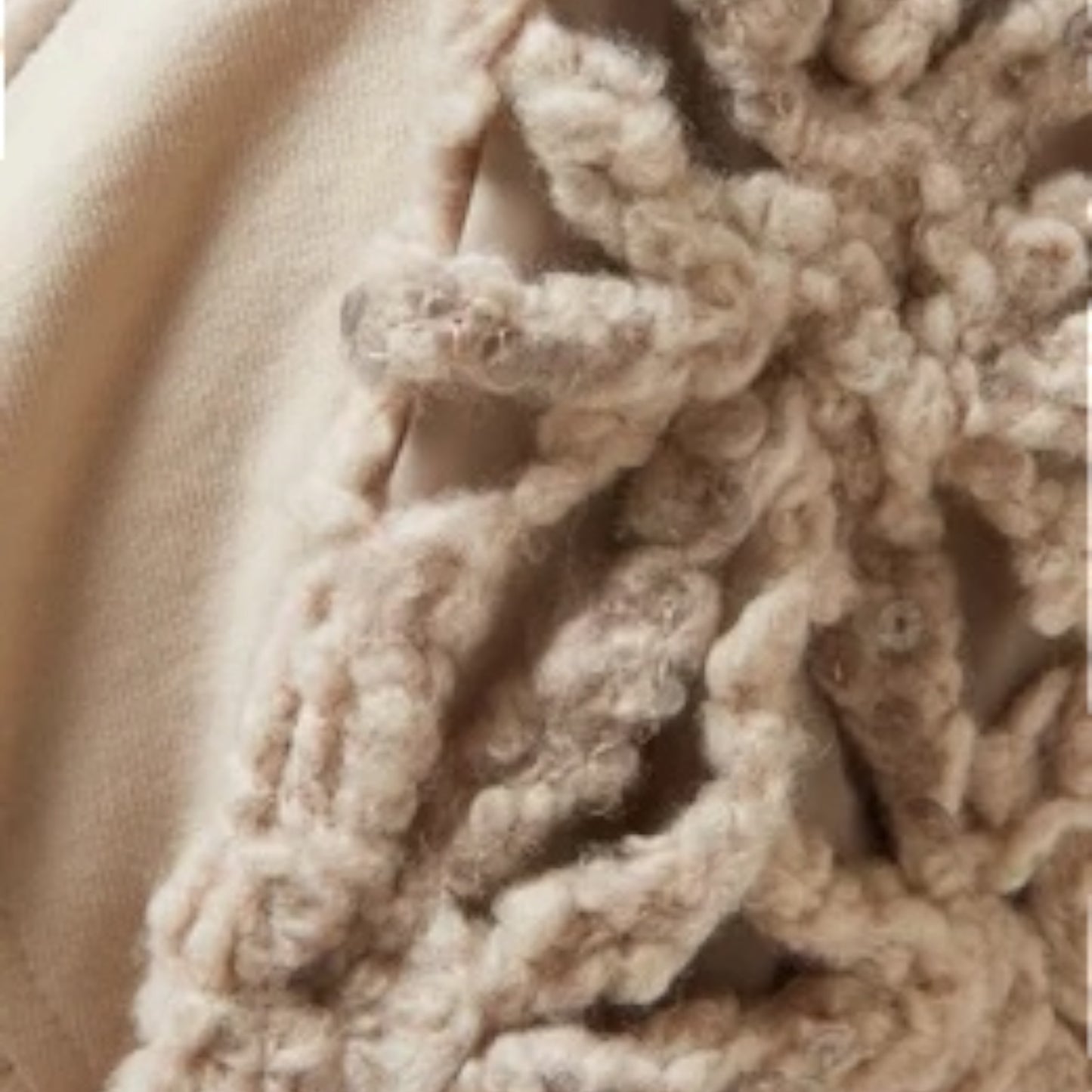 Brunello Cucinelli Beige Cotton Jacket with Detachable Crochet Virgin Wool Hood – Made in Italy