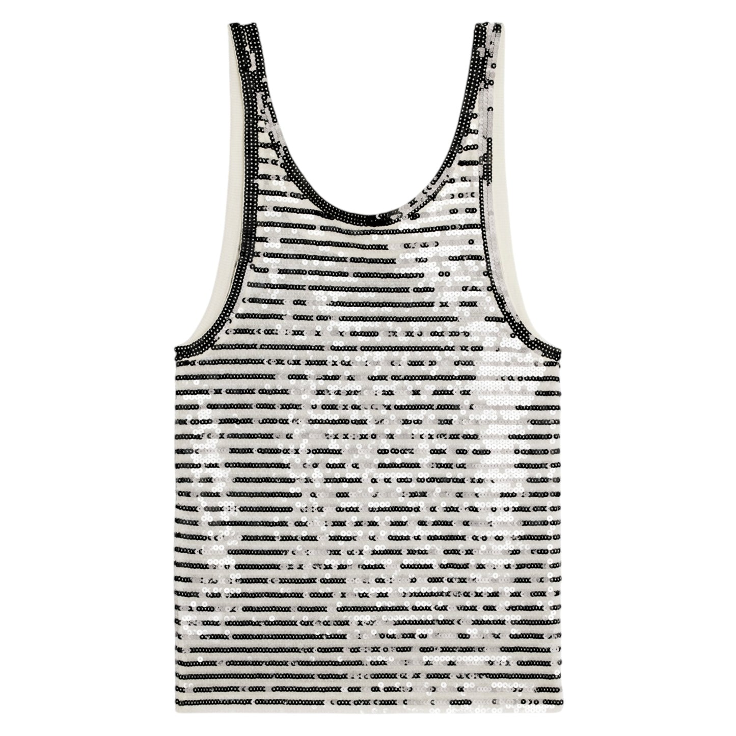 Céline Marinière Sequin Embroidered Jersey Tulle Tank Top NWT Size Small