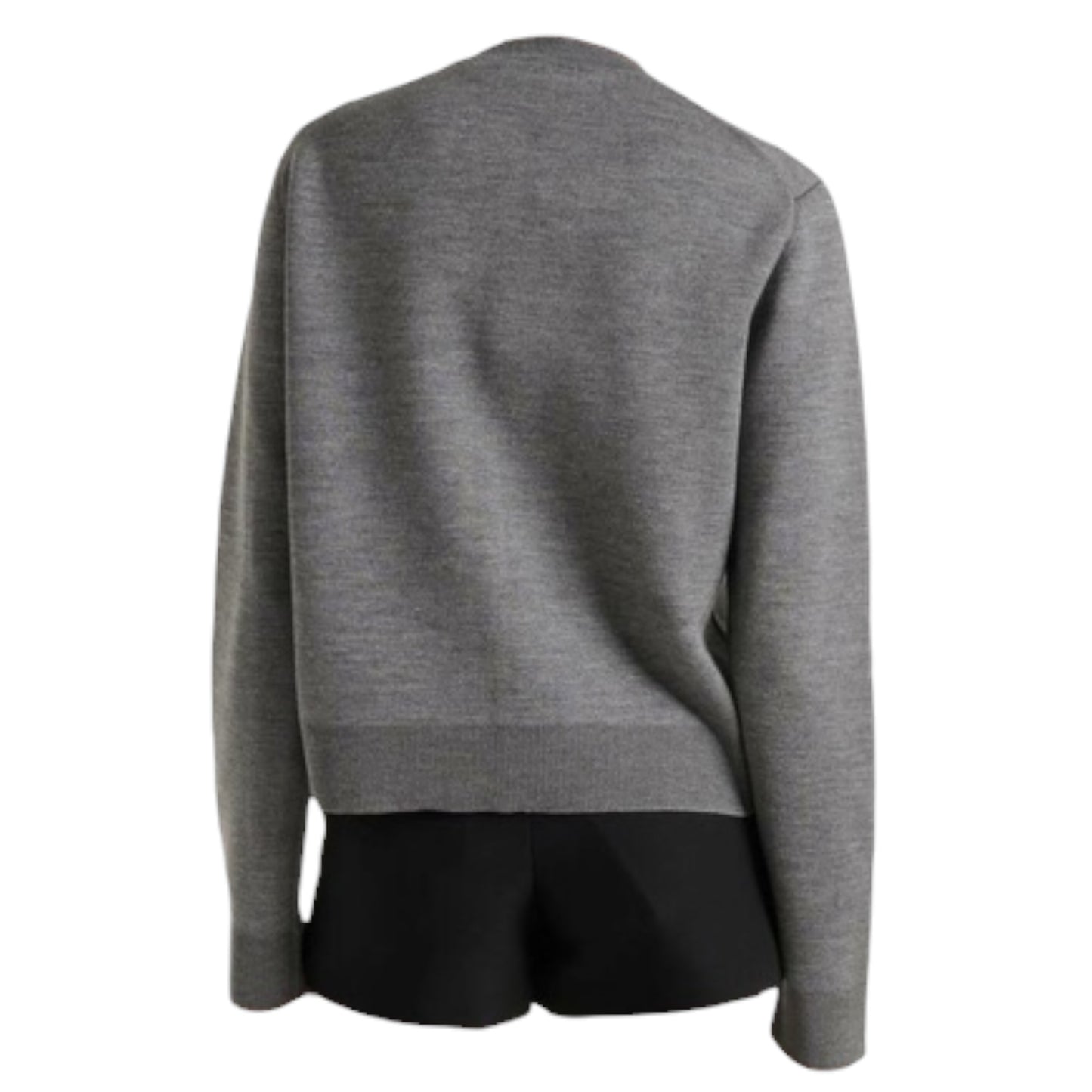 Gucci Gray Melange Logo Cotton Wool Silk Blend Cropped Cardigan Sweater | Size Medium