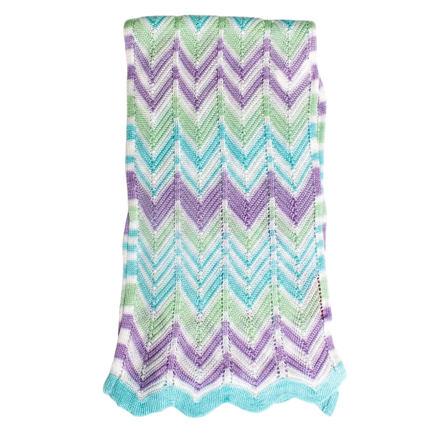 Missoni Multicolor Zigzag Chevron Knit Scarf NWT | Pastel Wave Stripe | 10” x 64”