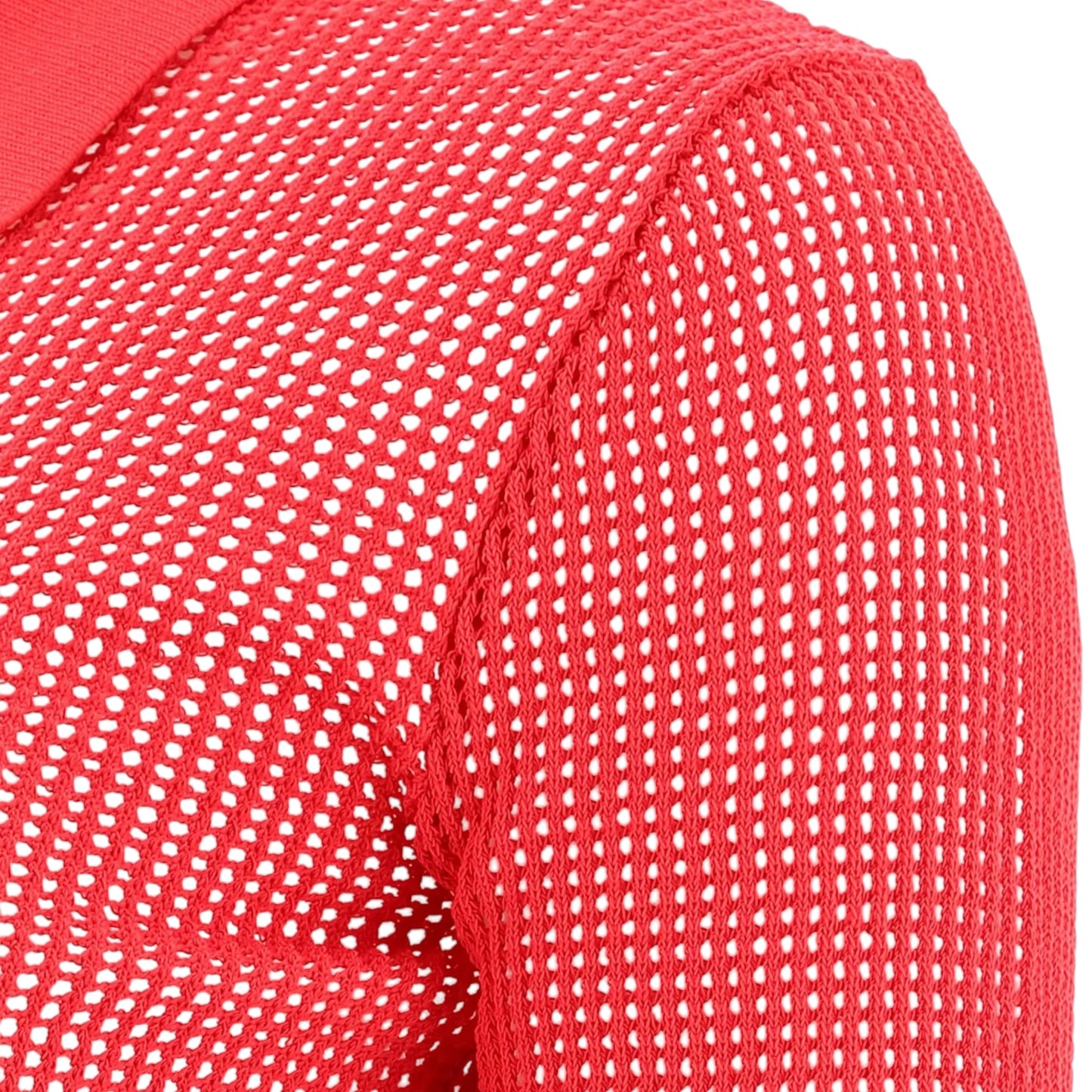 Bottega Veneta Red Technical Mesh Knit Button Front Cardigan Top Size S Made in Italy