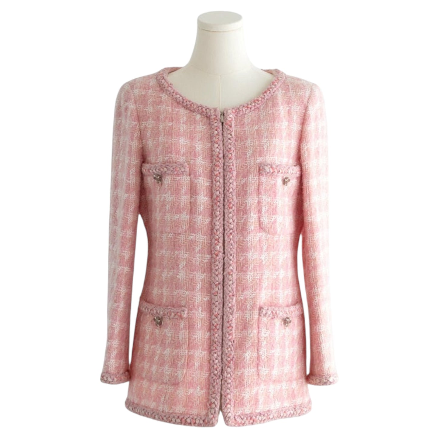 Chanel Karl Lagerfeld F/W 2014 Supermarket Collection Pink Dream Tweed Jacket CC Gripoix Buttons Size 36
