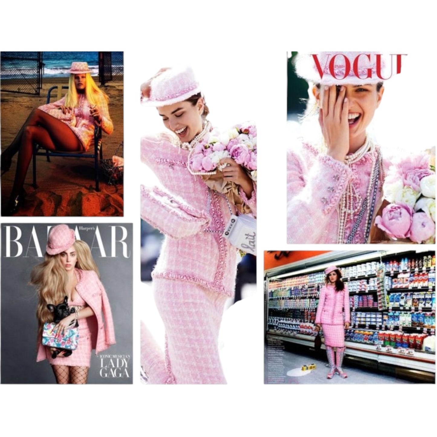 Chanel Karl Lagerfeld F/W 2014 Supermarket Collection Pink Dream Tweed Jacket CC Gripoix Buttons Size 36
