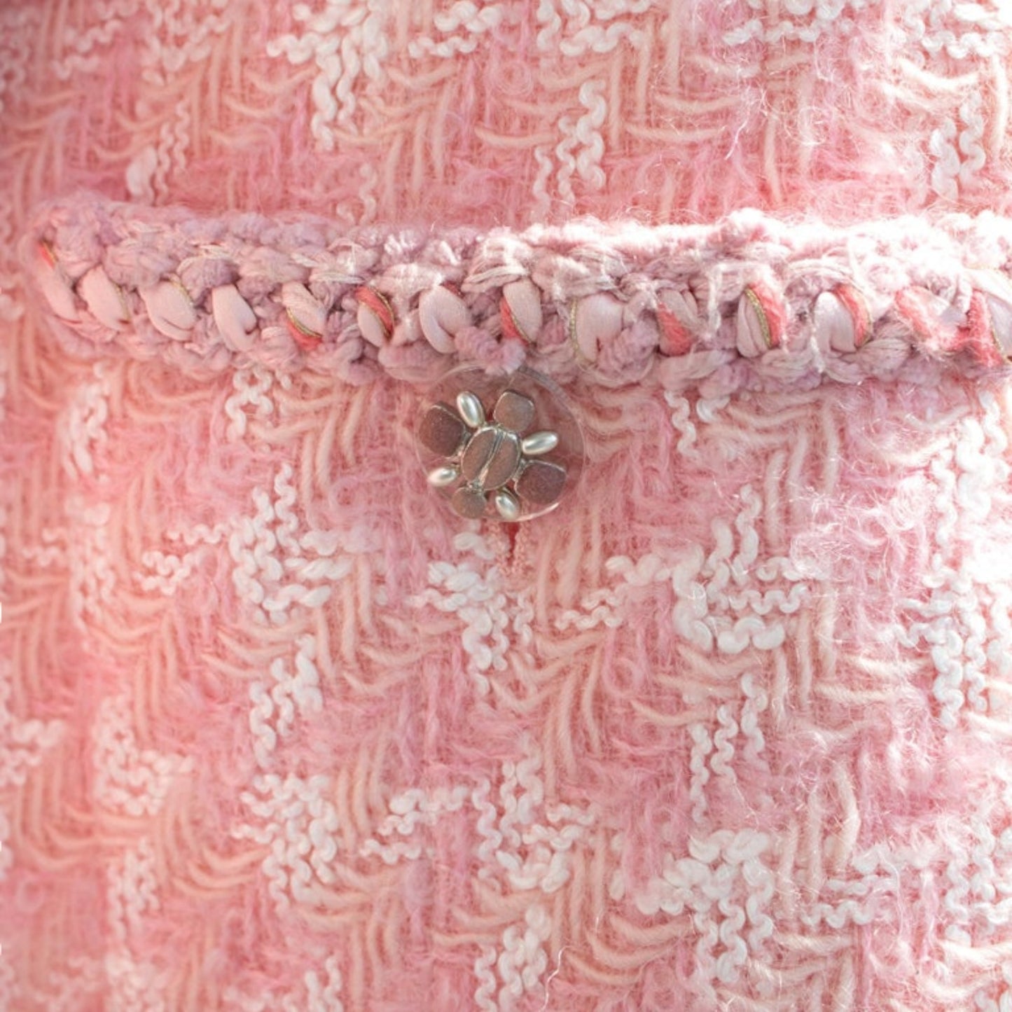 Chanel Karl Lagerfeld F/W 2014 Supermarket Collection Pink Dream Tweed Jacket CC Gripoix Buttons Size 36