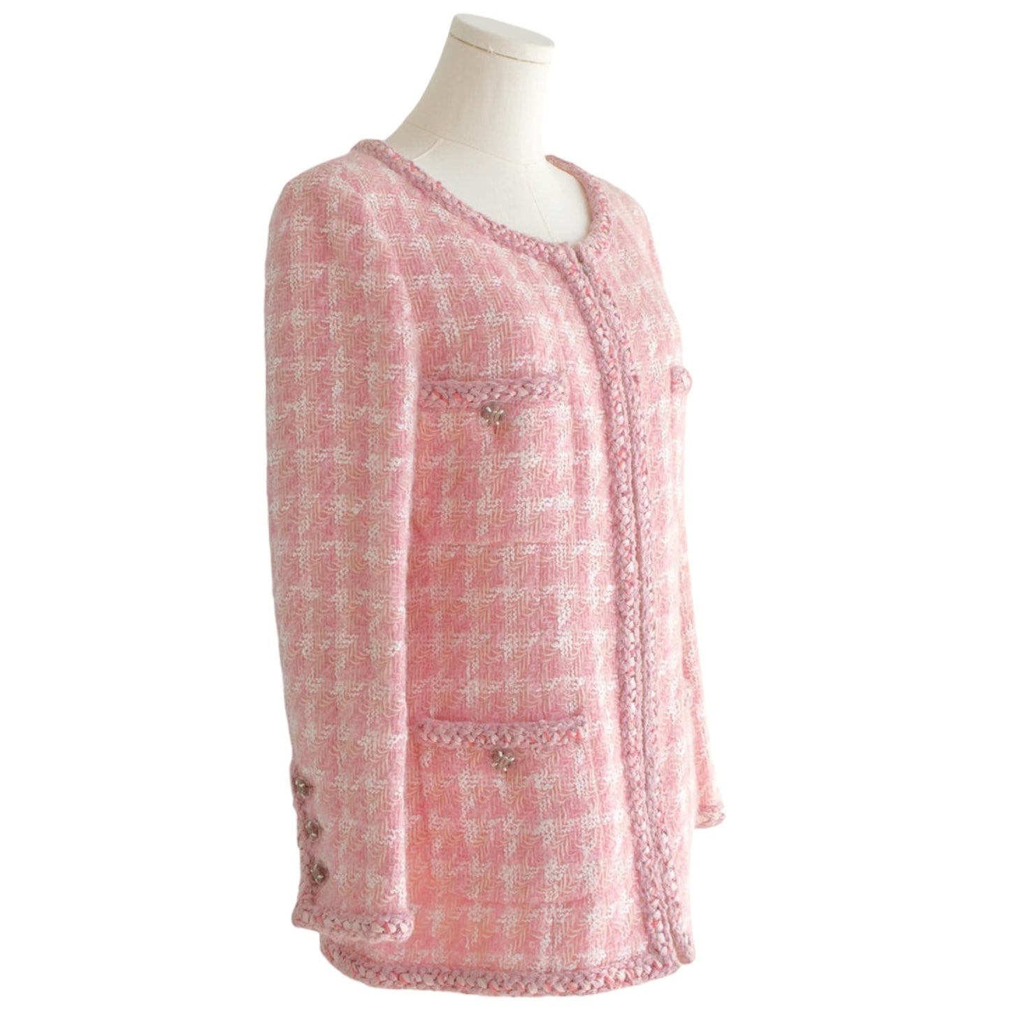 Chanel Karl Lagerfeld F/W 2014 Supermarket Collection Pink Dream Tweed Jacket CC Gripoix Buttons Size 36