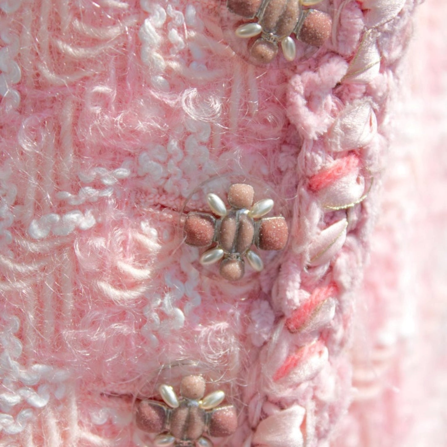 Chanel Karl Lagerfeld F/W 2014 Supermarket Collection Pink Dream Tweed Jacket CC Gripoix Buttons Size 36