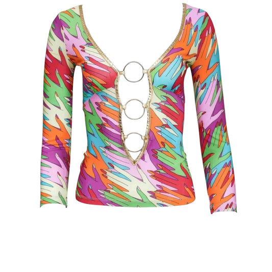 Vintage D&G Y2K Rainbow Mesh O-Ring Top | Fits S-L