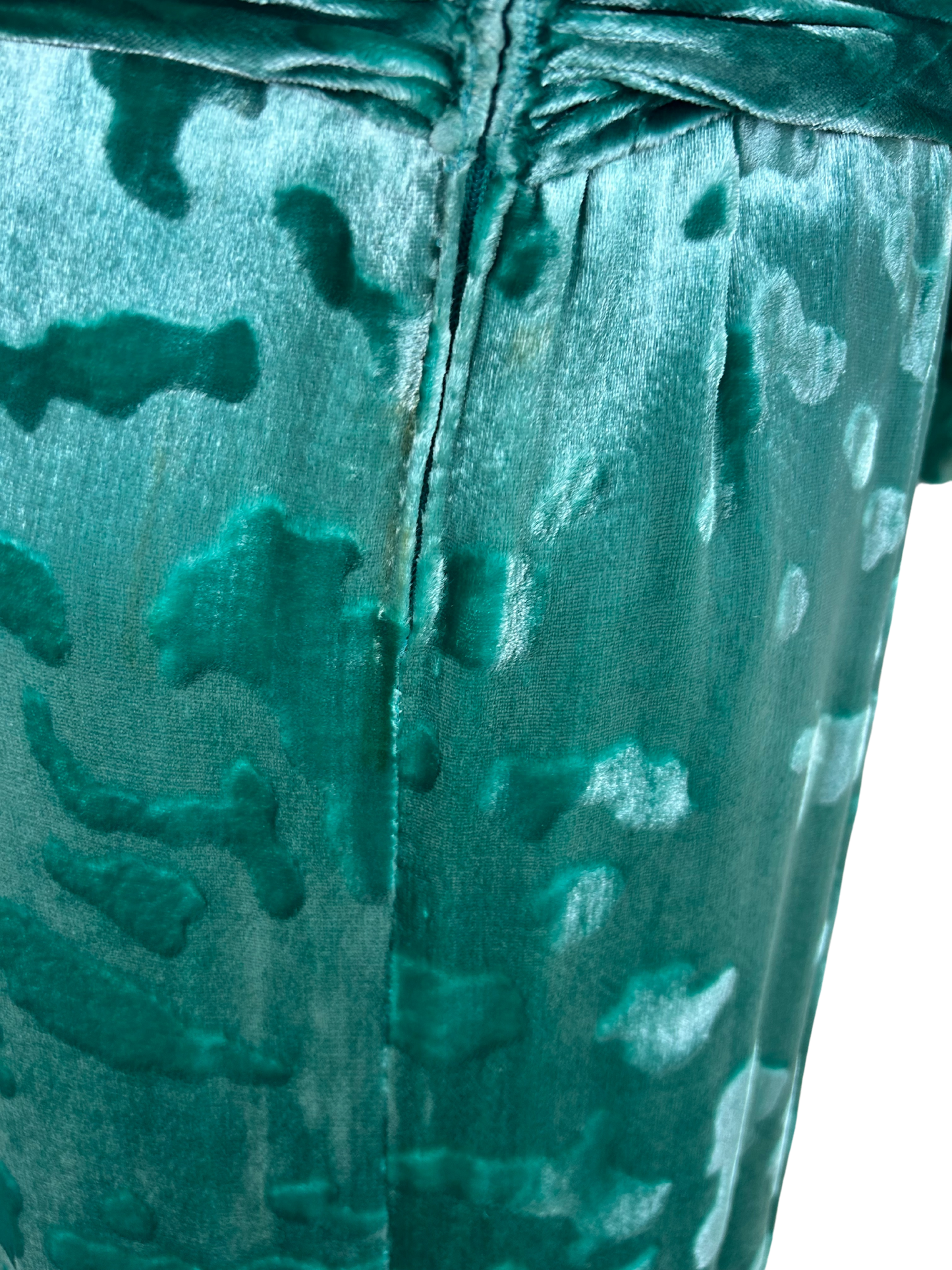 Vintage 1980s James Galanos for Neiman Marcus Mint Green Devoré Silk Velvet Evening Gown