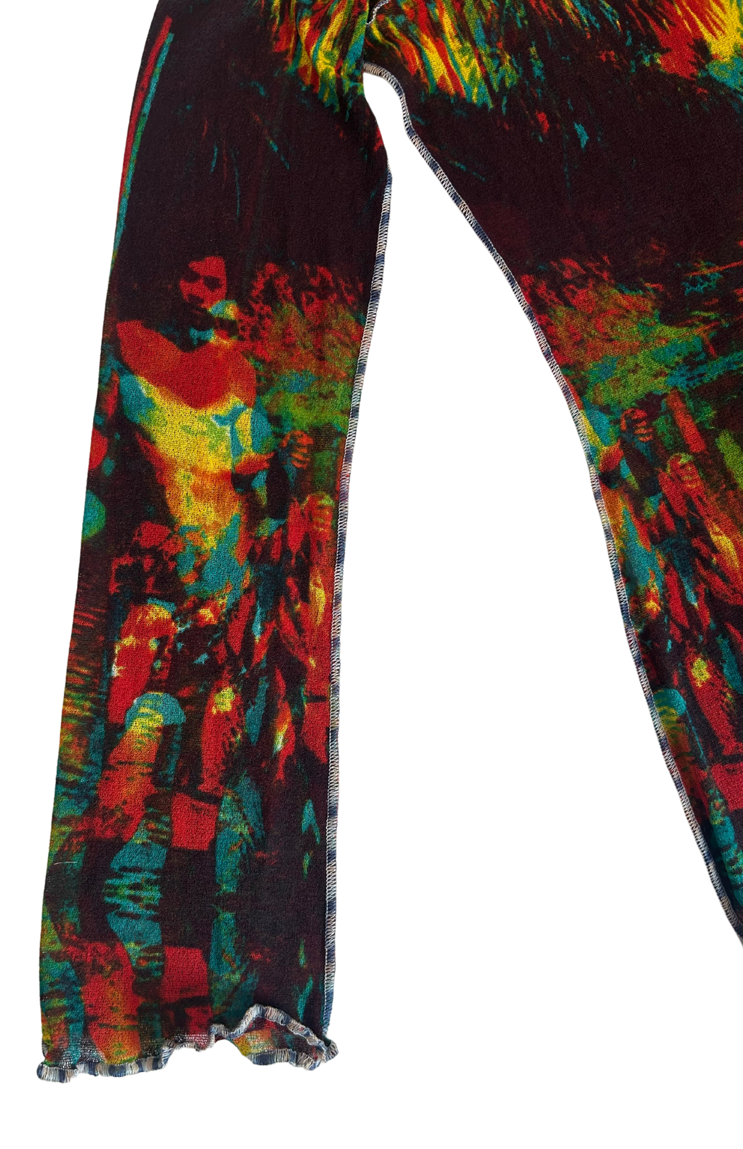 Jean Paul Gaultier Vintage 2000 Jungle Print Sheer Mesh Long Sleeve Top