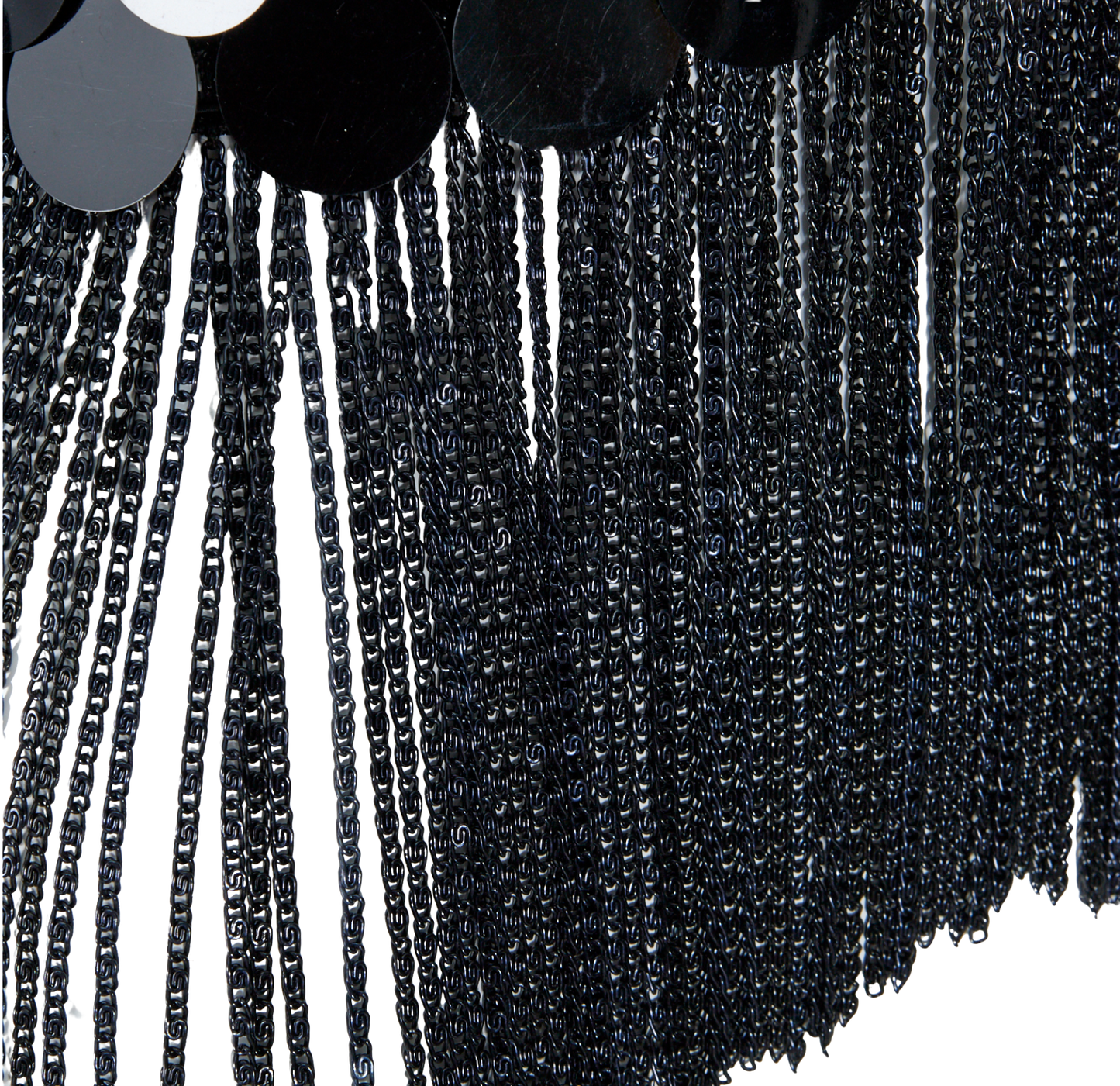 Vintage 1970s Loris Azzaro Black Chainmail and Paillette Sequin Crochet Top