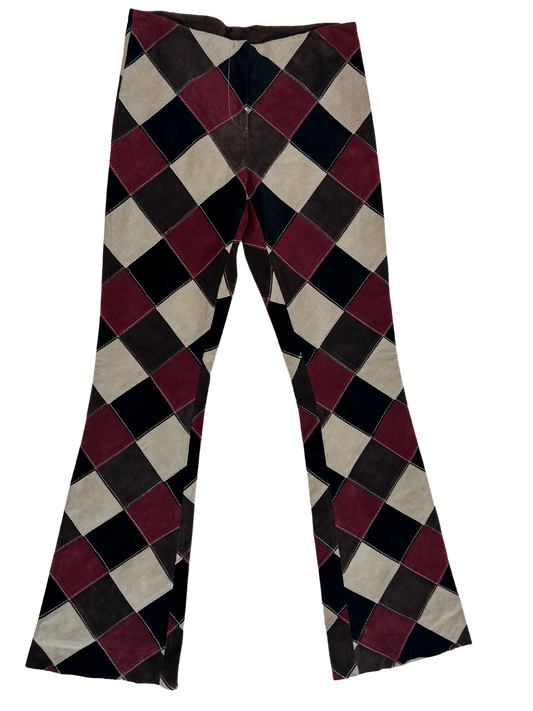 Michael Hoban for EZZA Vintage 90's Patchwork Suede Leather Pants