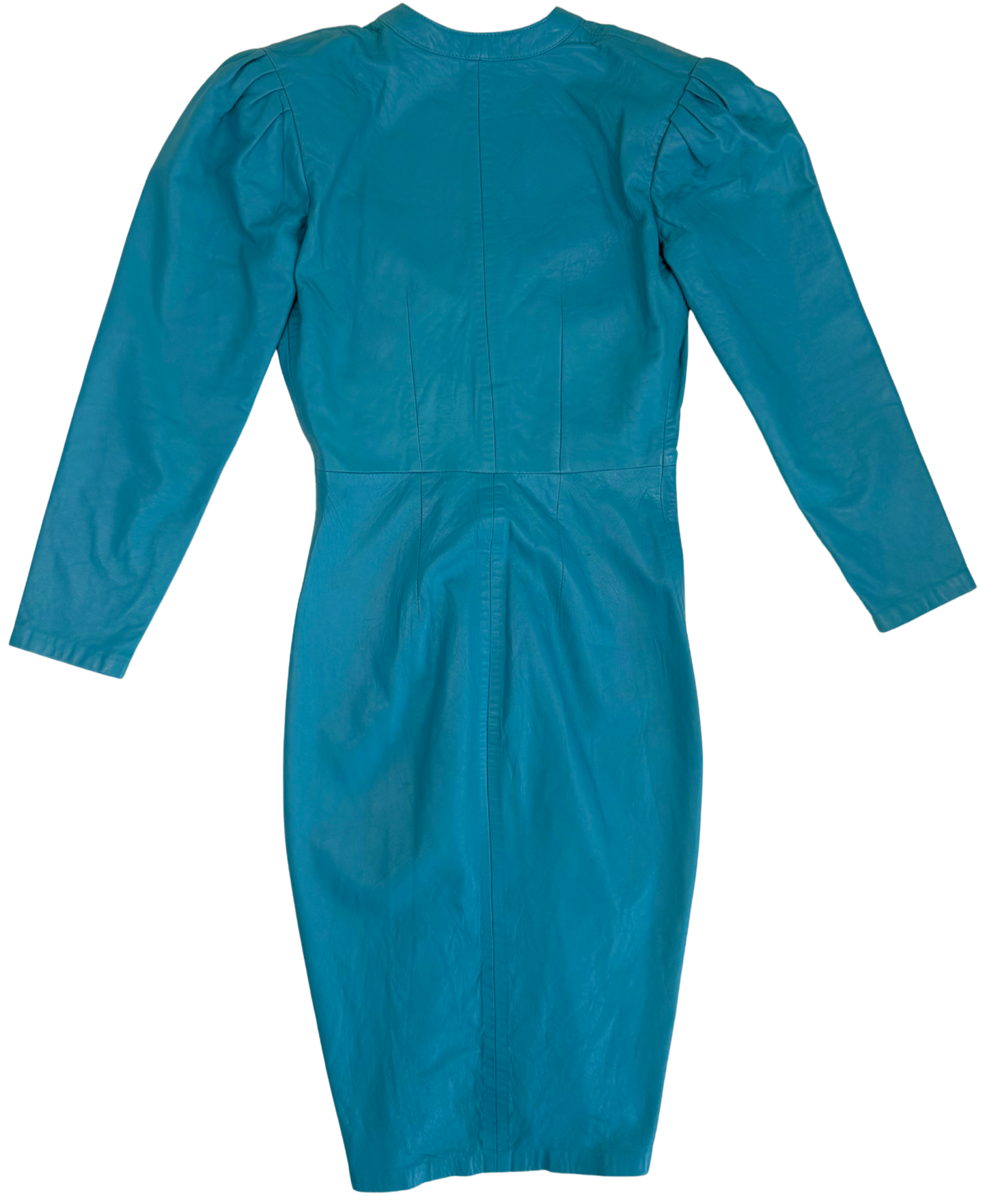 Michael Hoban for North Beach Leather Turquoise Lambskin Body-Hugging Dress