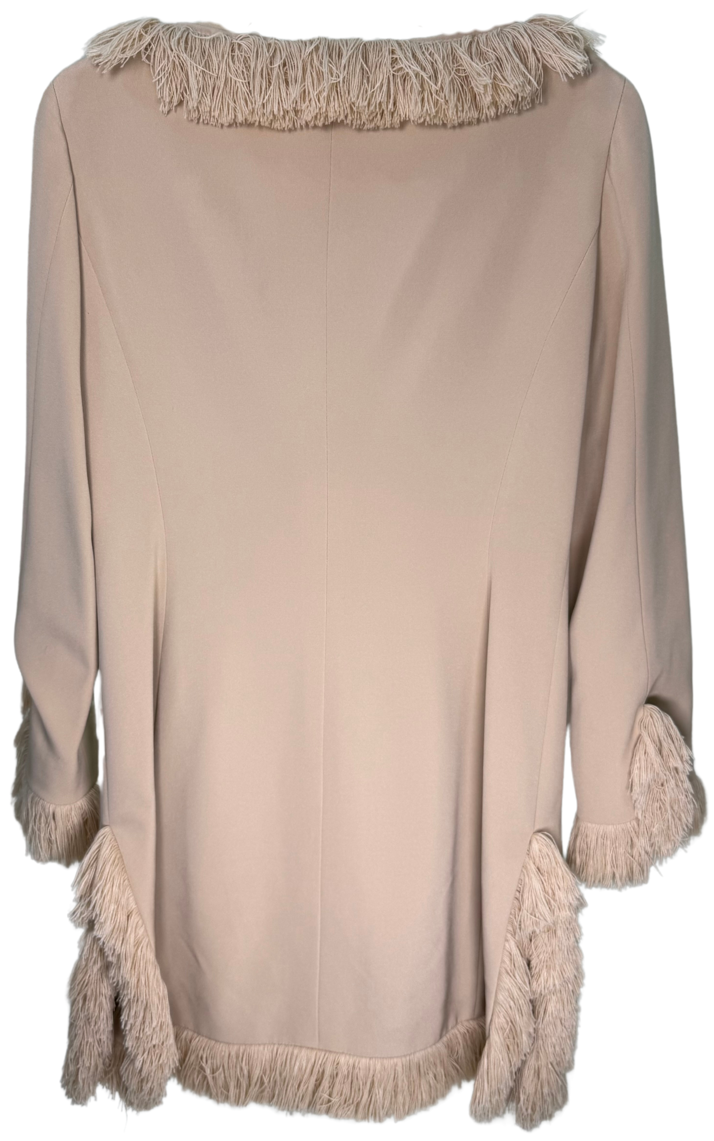 Rare 1990s Moschino Couture! Beige Fringe Pantsuit fro the Iris Apfel Collection | Franco Moschino Era
