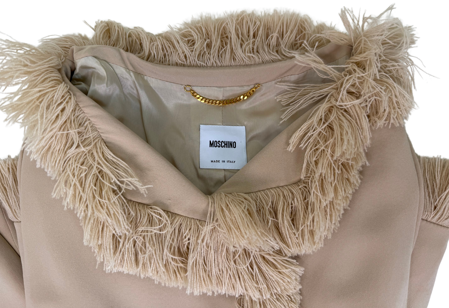 Rare 1990s Moschino Couture! Beige Fringe Pantsuit fro the Iris Apfel Collection | Franco Moschino Era