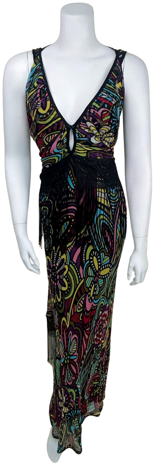 Vintage 2000s Missoni Multicolor Rayon Fringe Gown with Shawl – Made in Italy