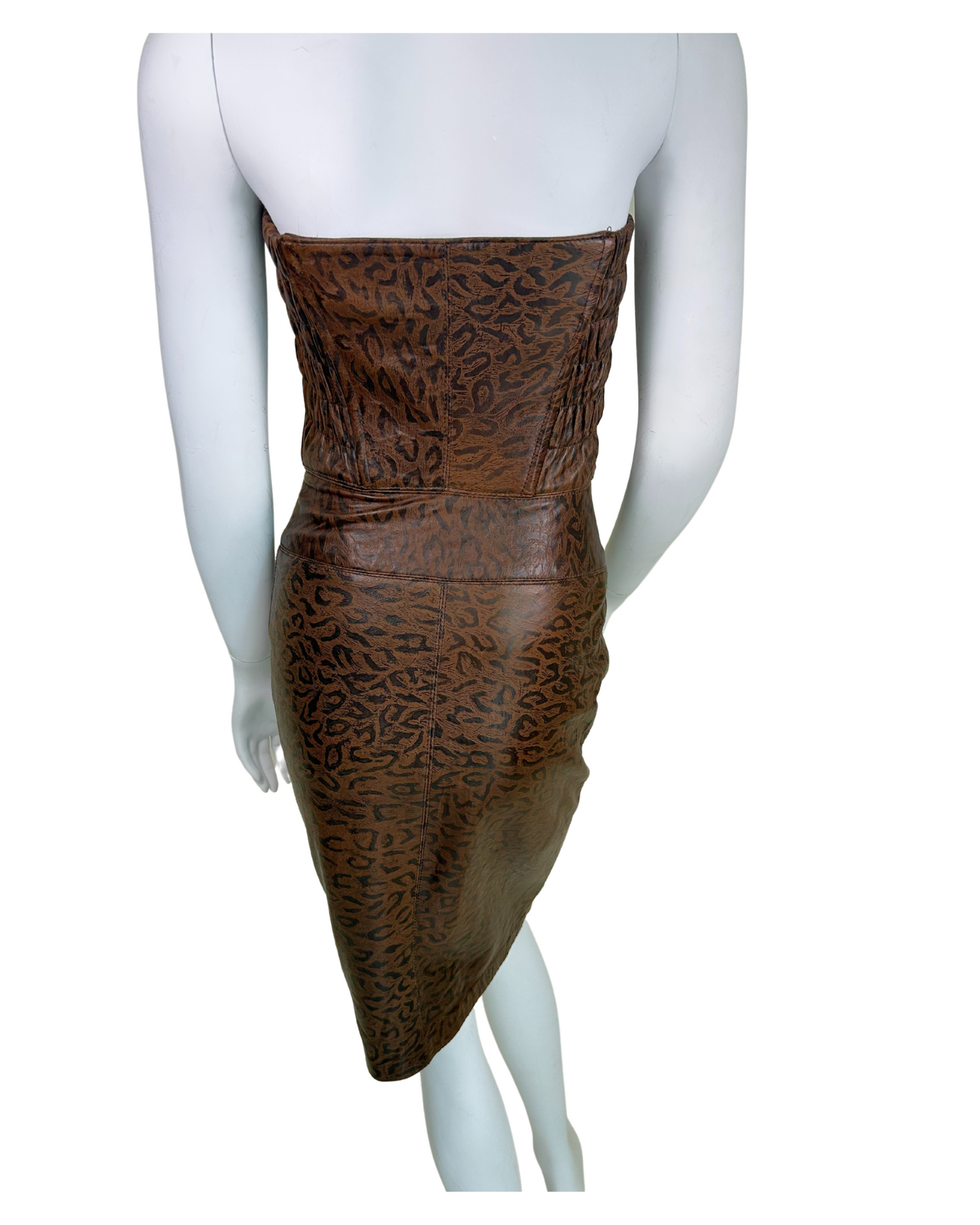 Vintage 80s Michael Hoban for North Beach Leather Animal Print Bustier Dress