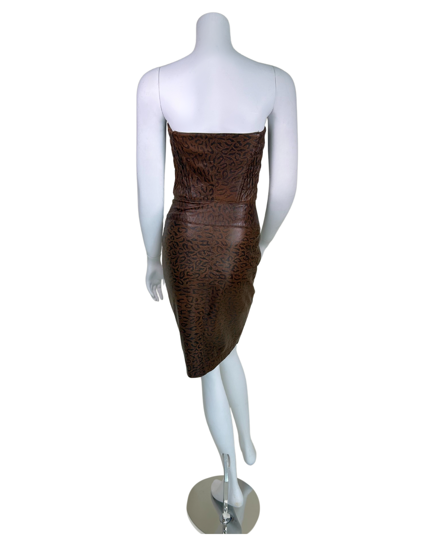 Vintage 80s Michael Hoban for North Beach Leather Animal Print Bustier Dress