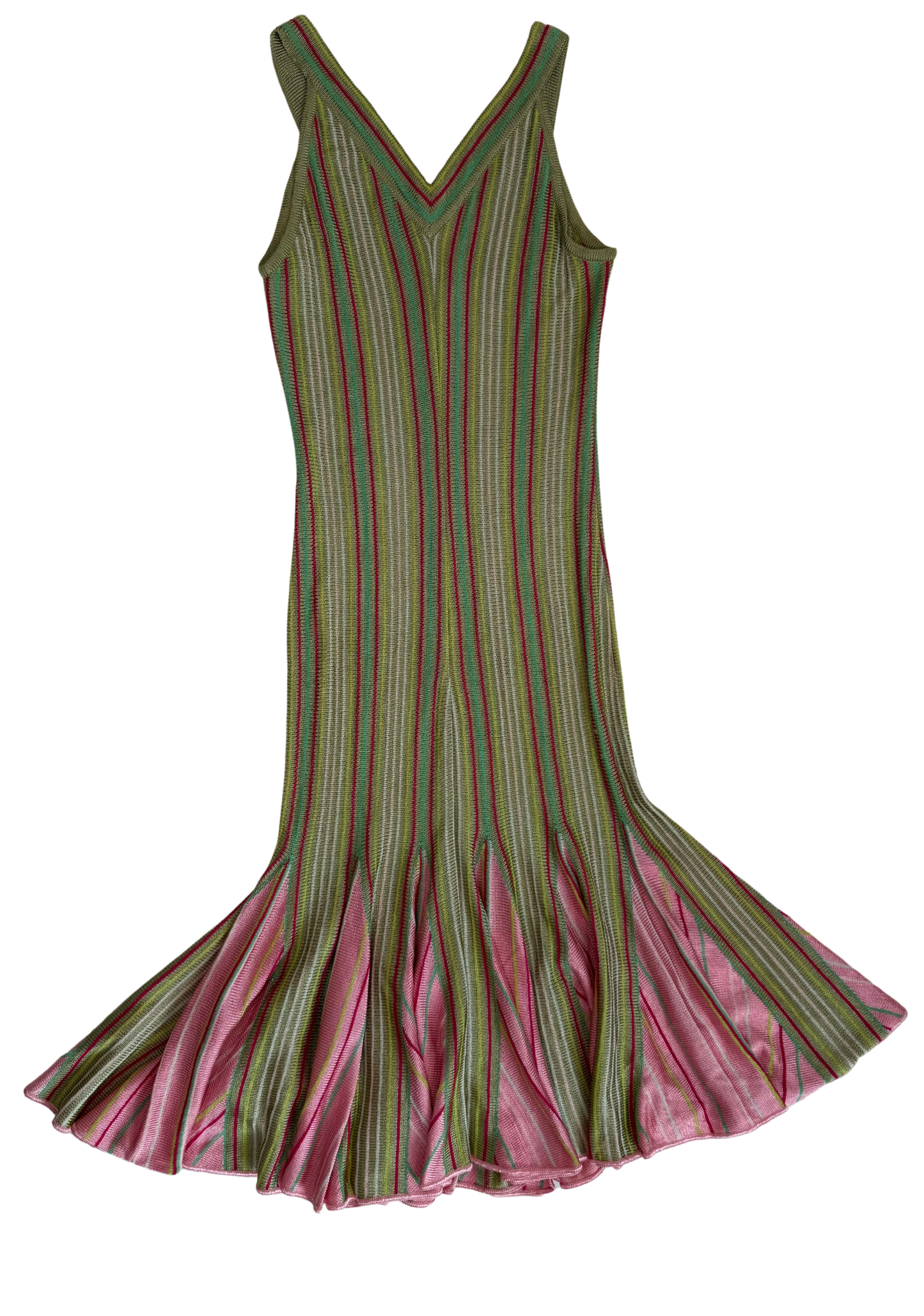 Missoni Multicolored Striped Knit Sleeveless Mermaid Midi Dress
