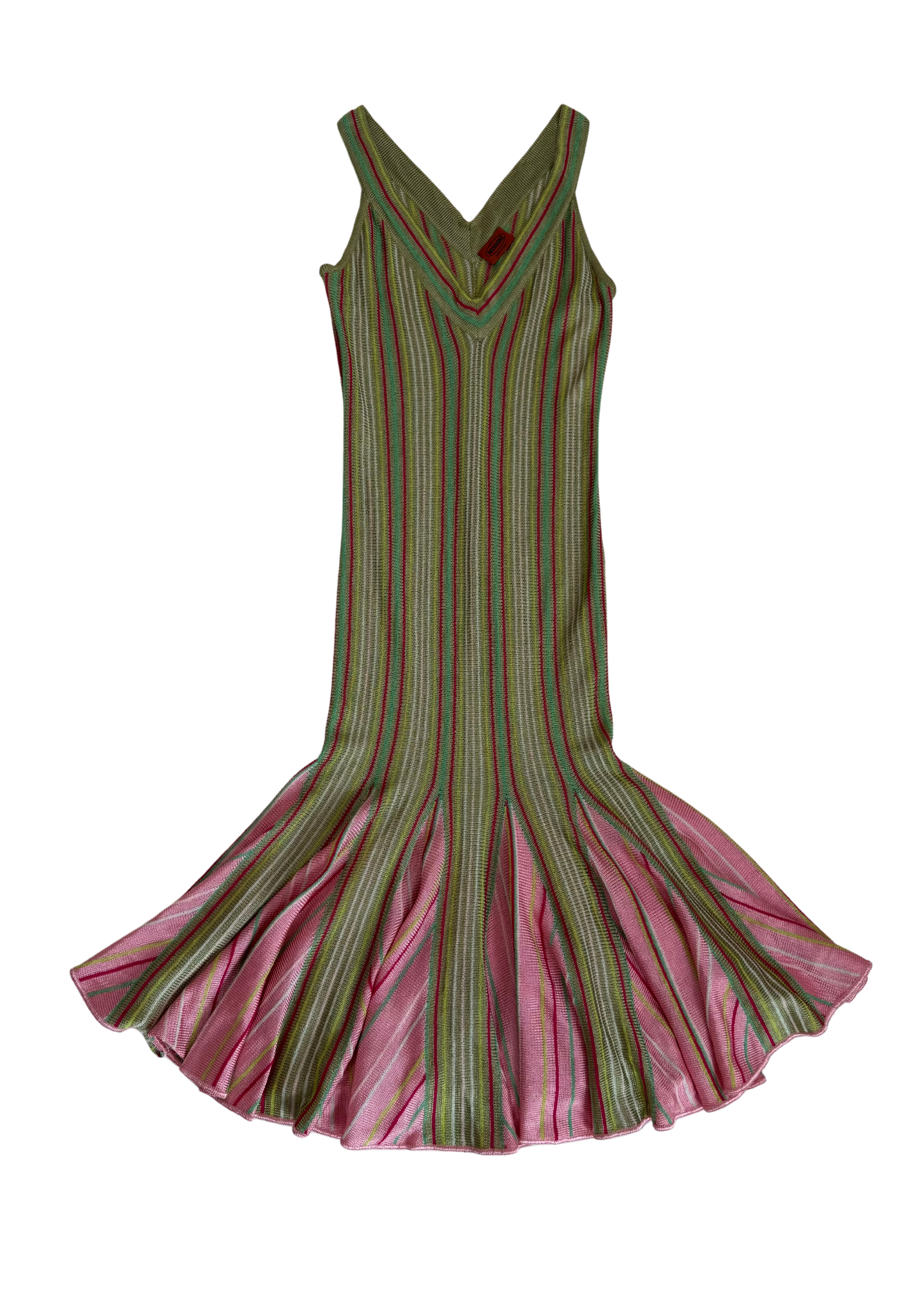 Missoni Multicolored Striped Knit Sleeveless Mermaid Midi Dress