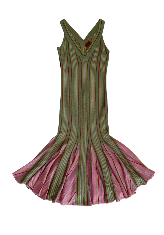 Missoni Multicolored Striped Knit Sleeveless Mermaid Midi Dress