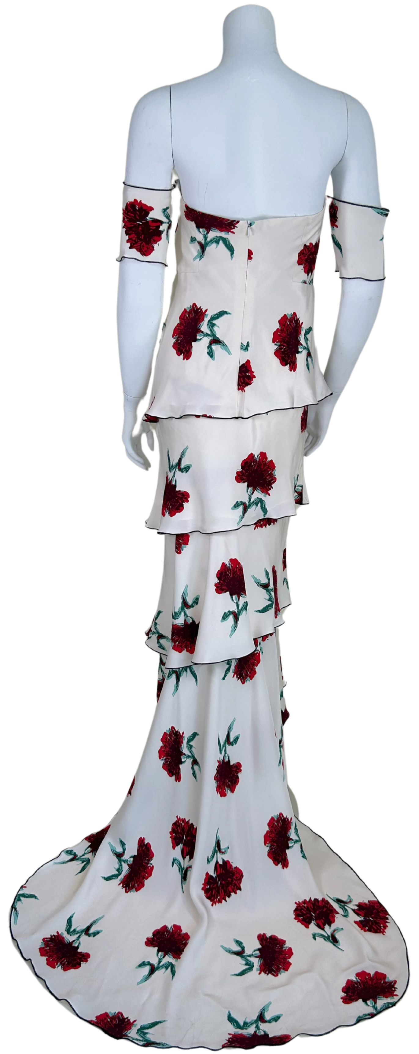 Oscar de la Renta Spring 2017 Strapless Tiered Floral Silk Gown