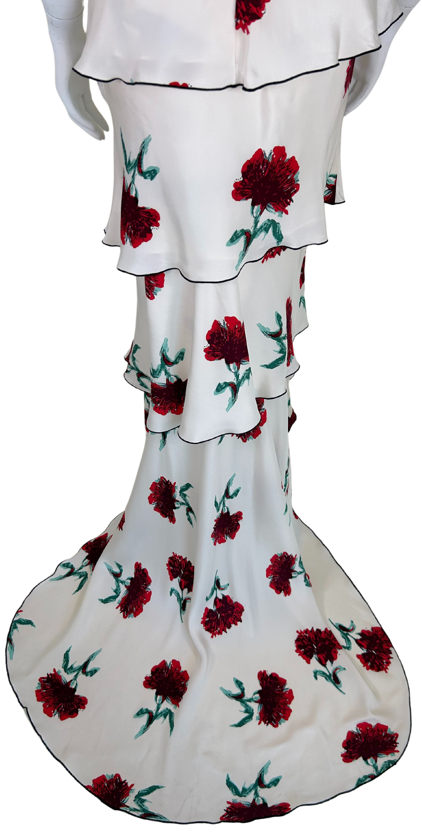 Oscar de la Renta Spring 2017 Strapless Tiered Floral Silk Gown
