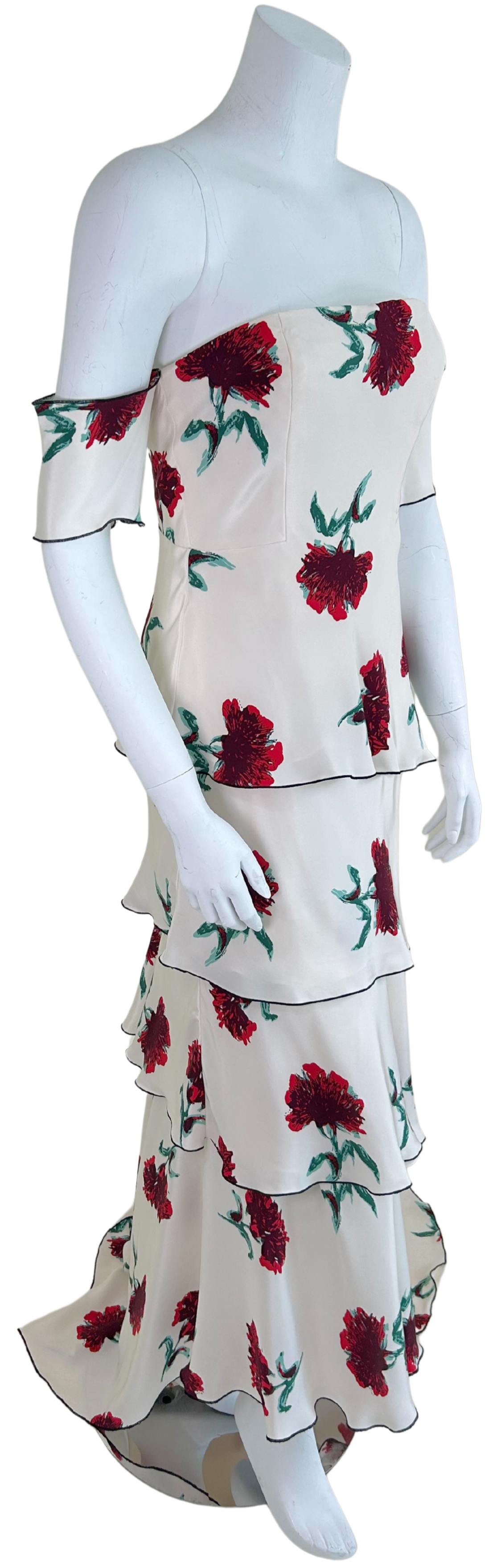 Oscar de la Renta Spring 2017 Strapless Tiered Floral Silk Gown