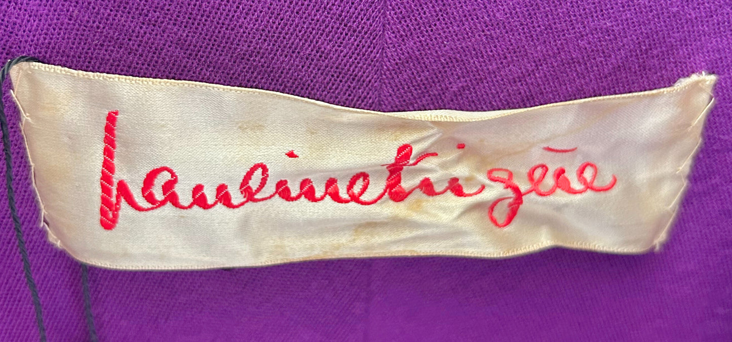 Vintage 1960s Paulene Trigère Purple Taffeta Cape with Mink Fur Collar