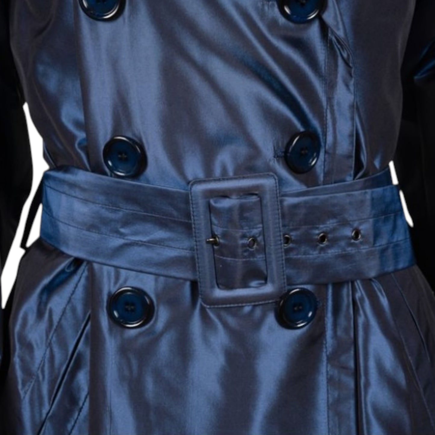 Yves Saint Laurent Rive Gauche Tom Ford Era Sapphire Blue Silk Taffeta Belted Trench Coat – Size FR 34