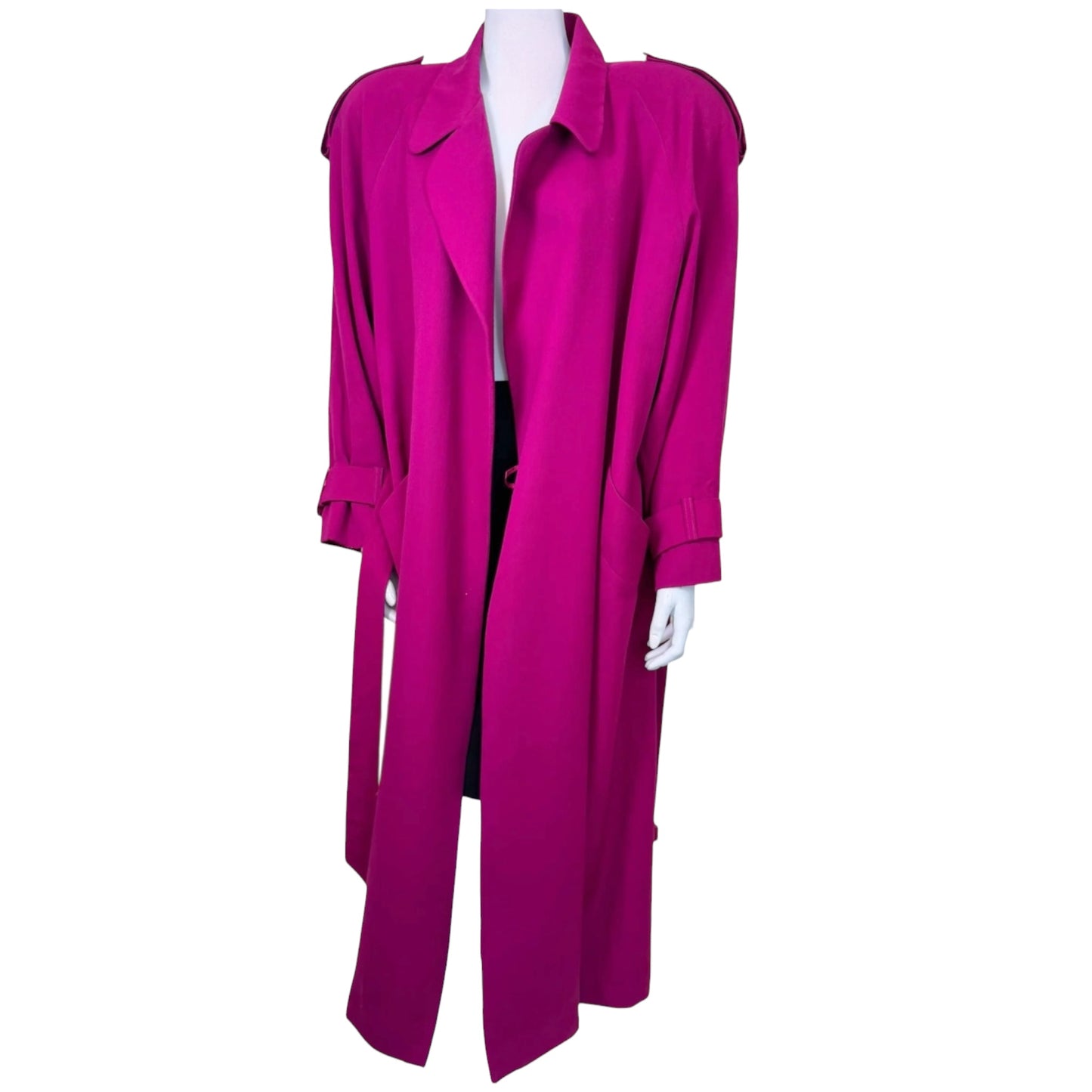 Vintage Christian Dior Fuchsia Belted Wrap Trench Coat - Late 1980s/Early 1990s