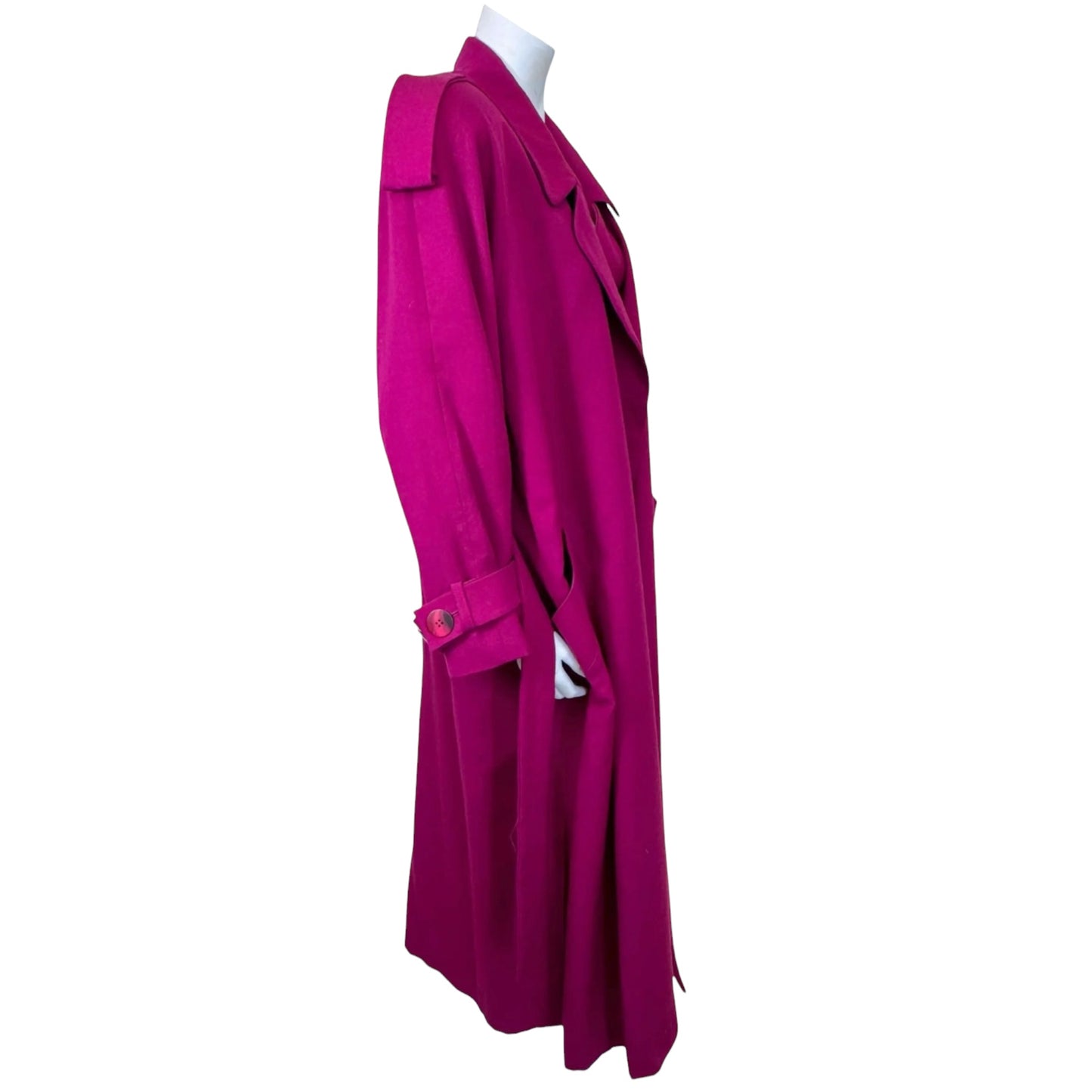 Vintage Christian Dior Fuchsia Belted Wrap Trench Coat - Late 1980s/Early 1990s