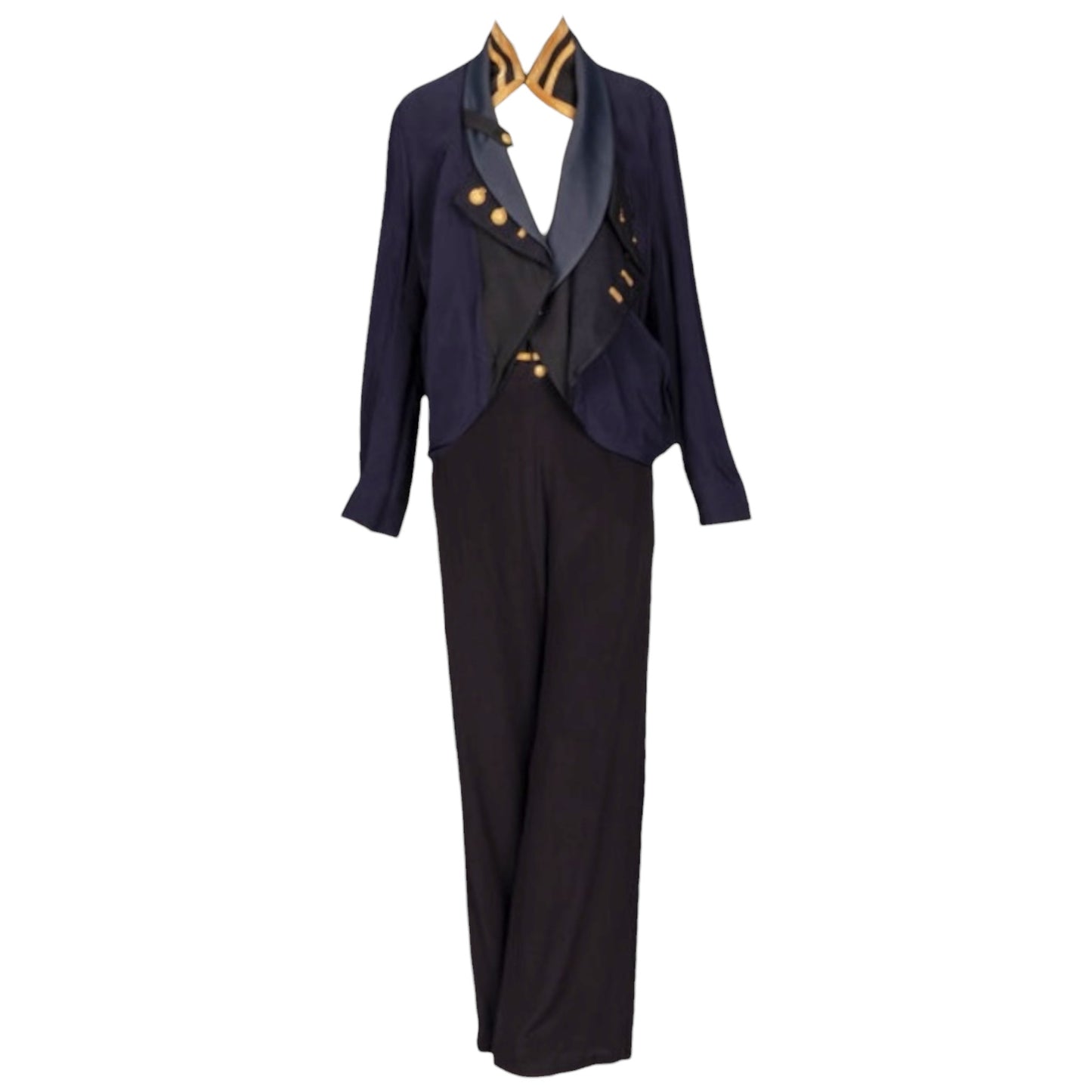 Balenciaga S/S 2005 Nicolas Ghesquière Runway Naval-Inspired Jacket & Sailor Pants Set Size 40