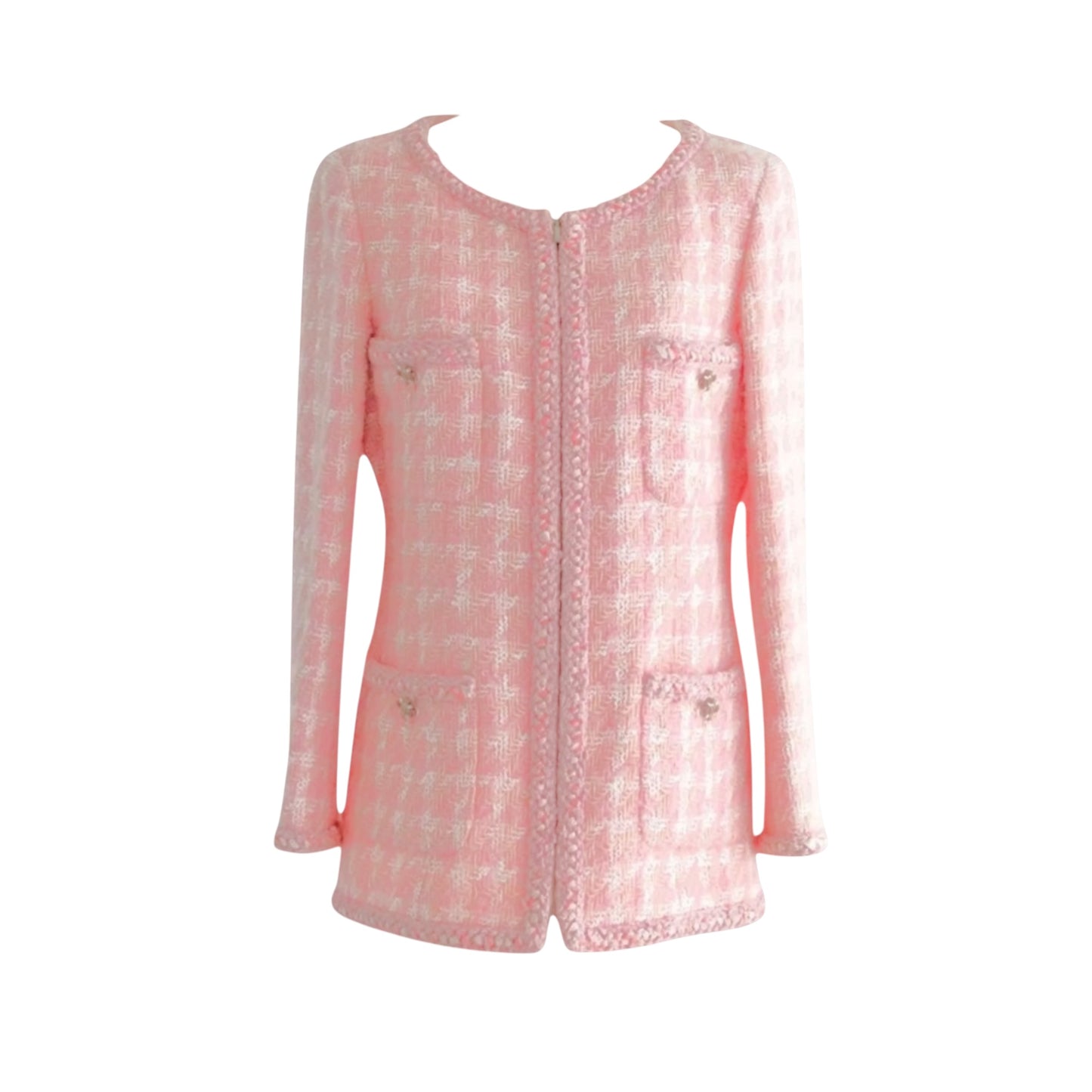 Chanel Karl Lagerfeld F/W 2014 Supermarket Collection Pink Dream Tweed Jacket CC Gripoix Buttons Size 36