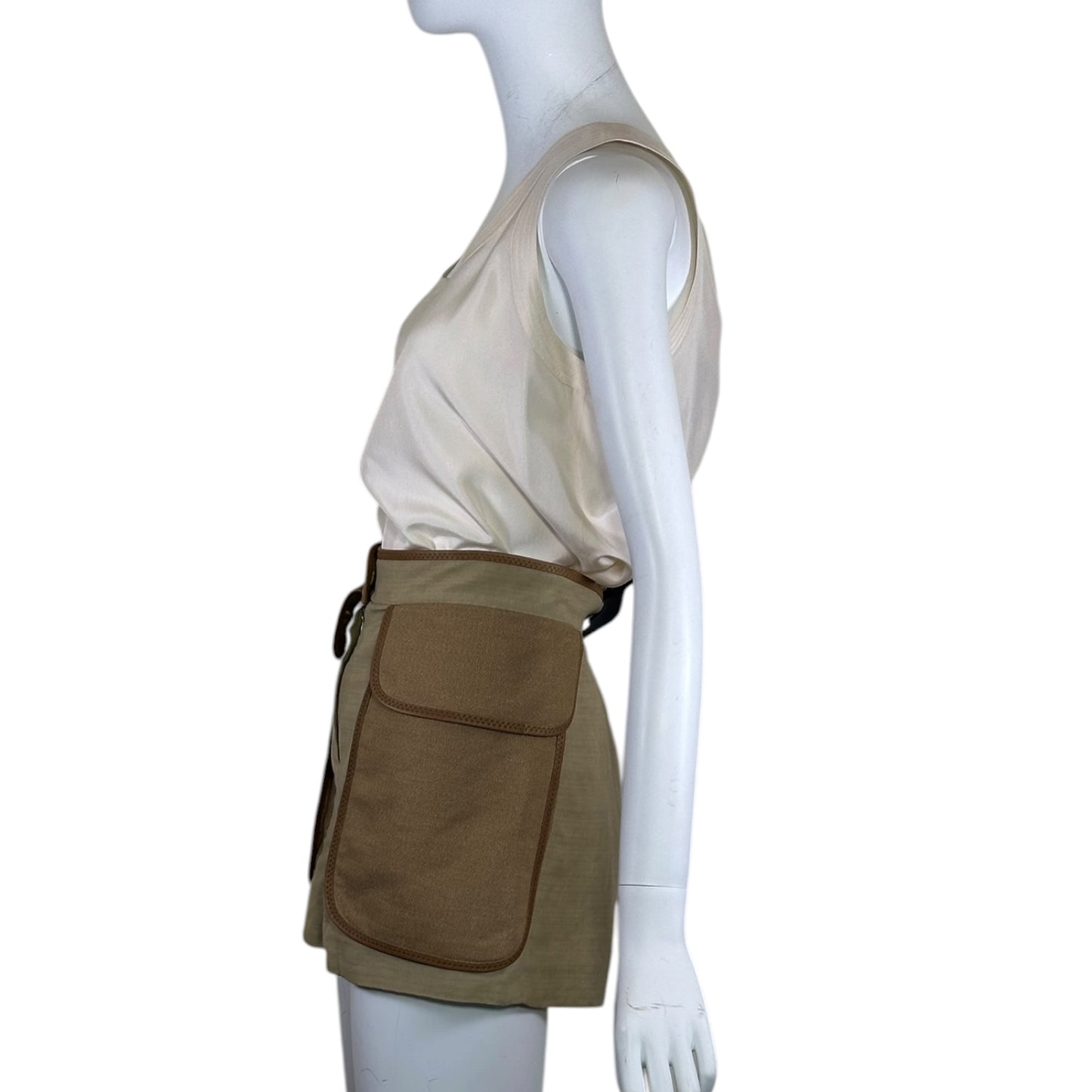 Chloé Phoebe Philo-Era Runway Linen Hemp Safari Cargo Shorts Size 38
