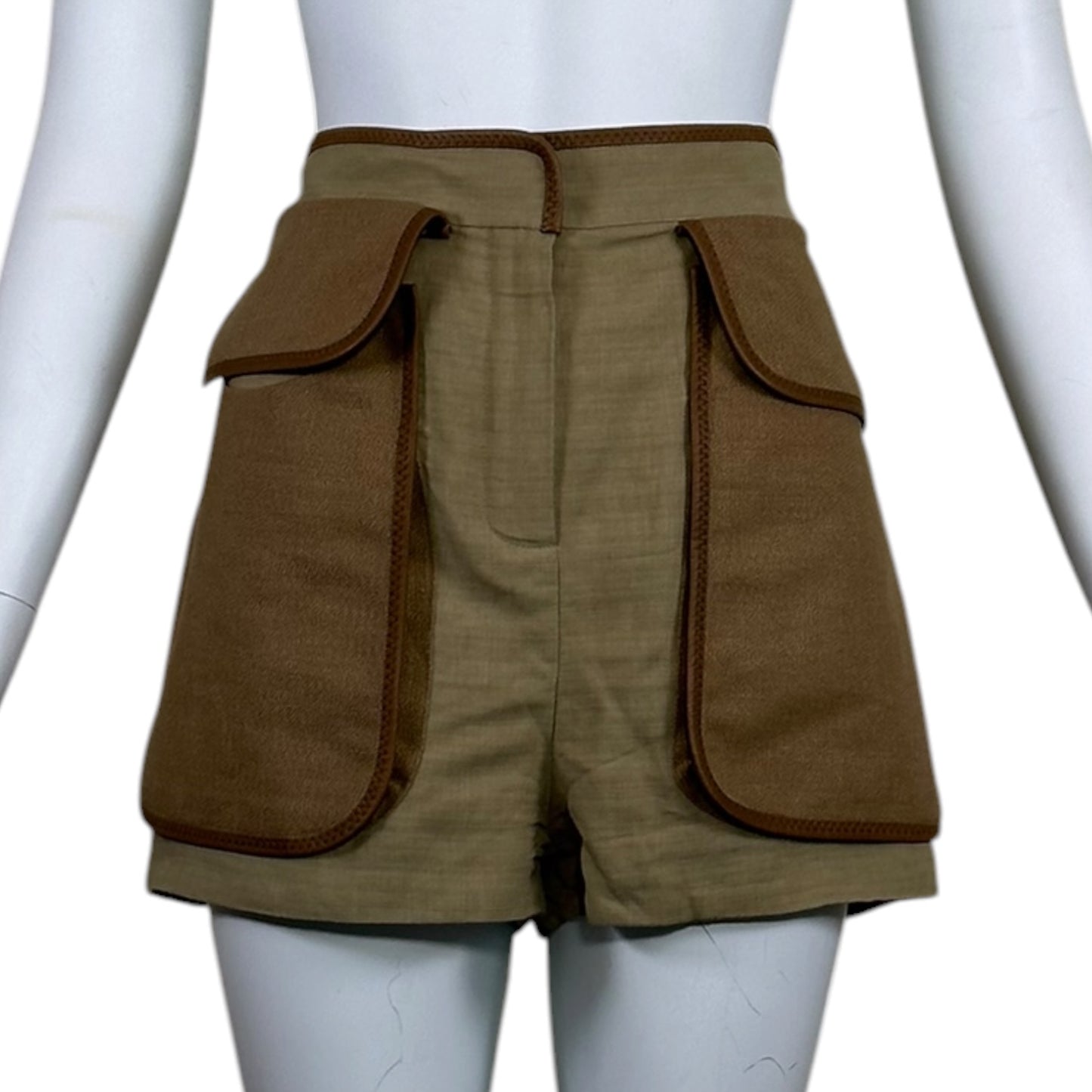 Chloé Phoebe Philo-Era Runway Linen Hemp Safari Cargo Shorts Size 38