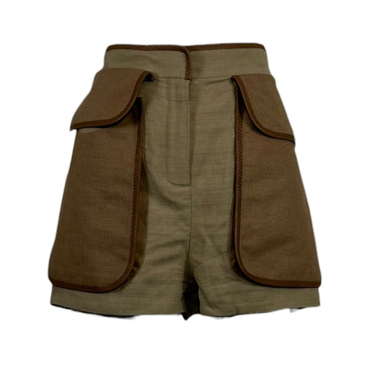 Chloé Phoebe Philo-Era Runway Linen Hemp Safari Cargo Shorts Size 38