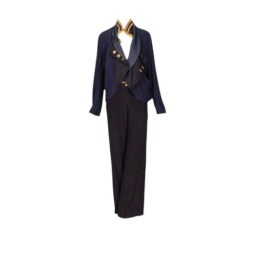 Balenciaga S/S 2005 Nicolas Ghesquière Runway Naval-Inspired Jacket & Sailor Pants Set Size 40