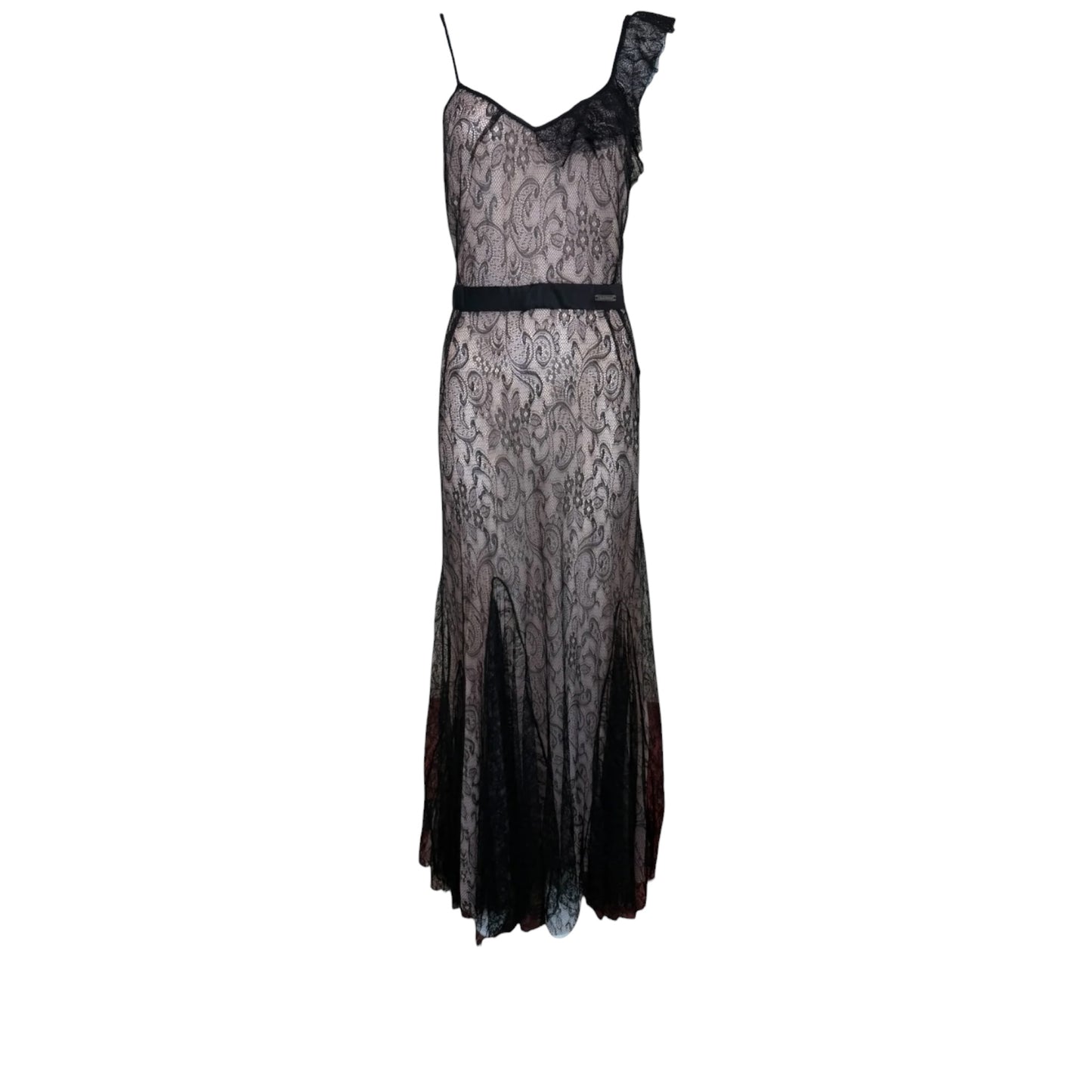John Galliano Nude & Black Lace Bias-Cut Gown, 2007 | Size 42