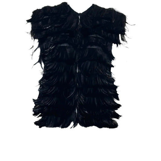 1960s French Couture Black Feather Vest - Rita Jamie Made in France Avant-Garde Collector Piece