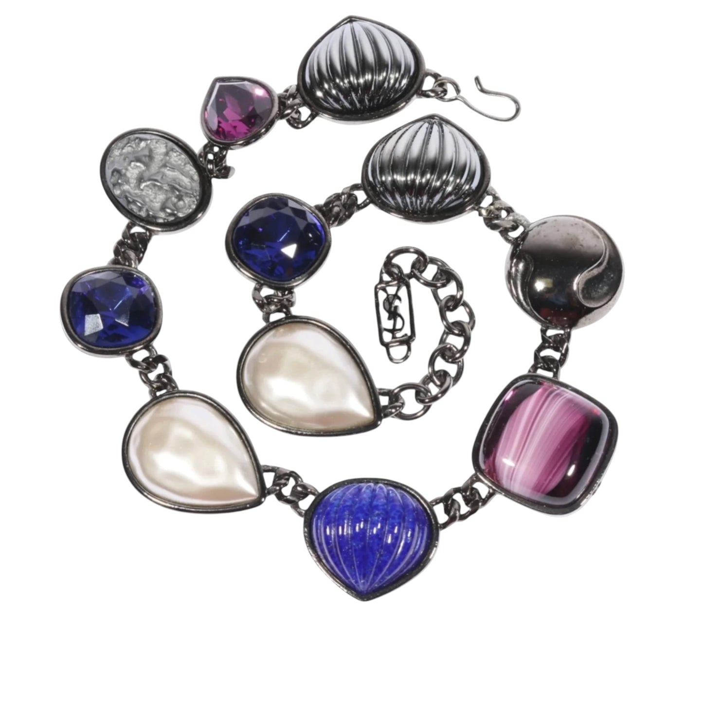 Vintage Yves Saint Laurent by Robert Goossens Art Glass & Faux Pearl Statement Necklace, Late 1980s-Early 1990s